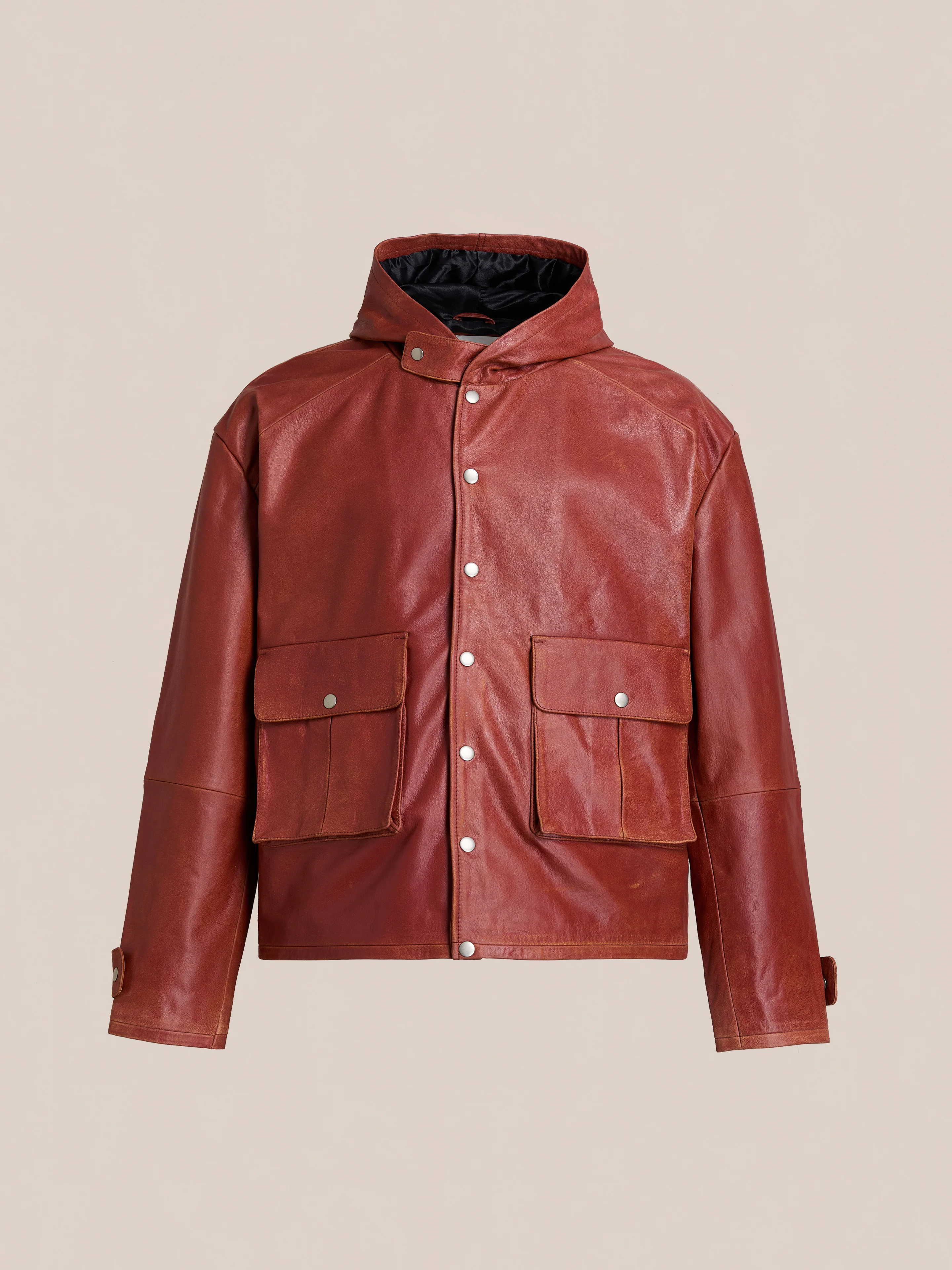 Distressed Leather Pocket Hoodie - Image 9