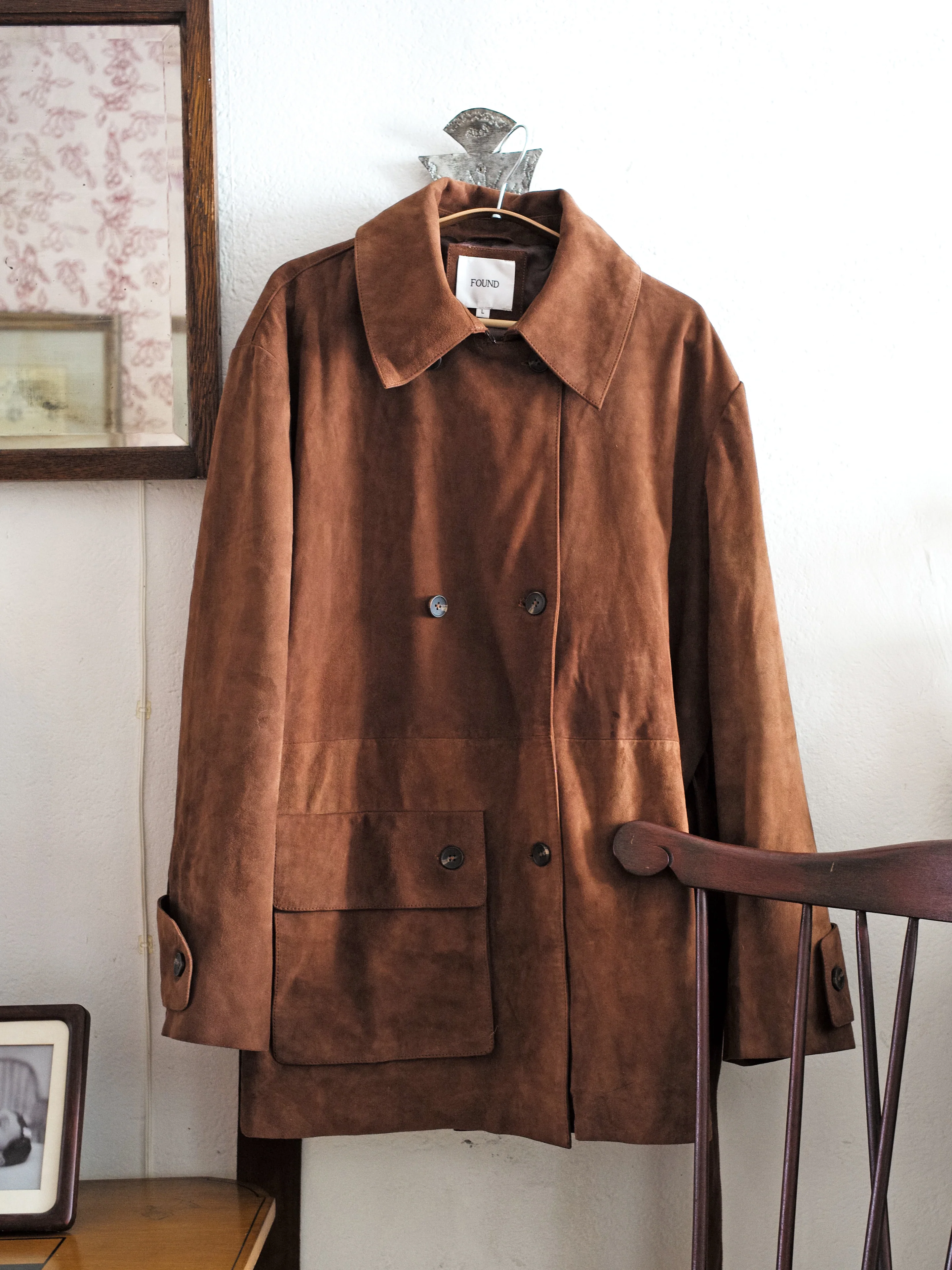Double Breasted Suede Leather Jacket - Image 17