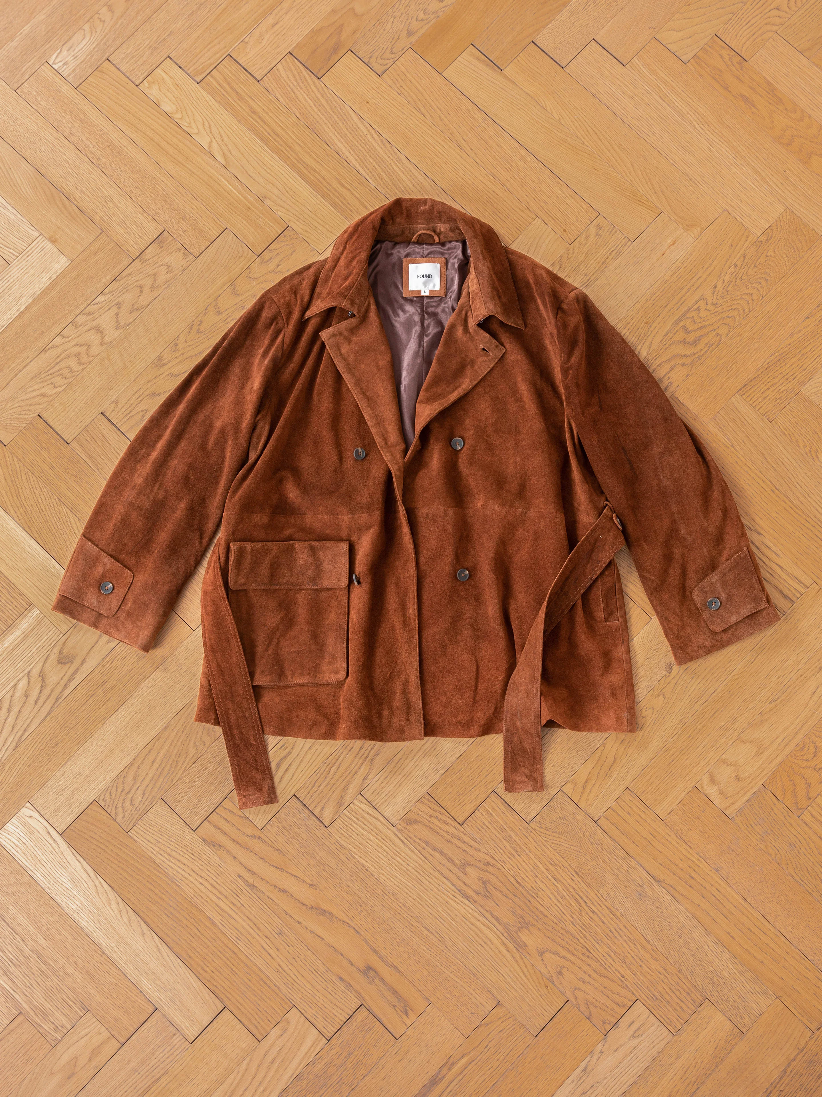 Double Breasted Suede Leather Jacket - Image 21