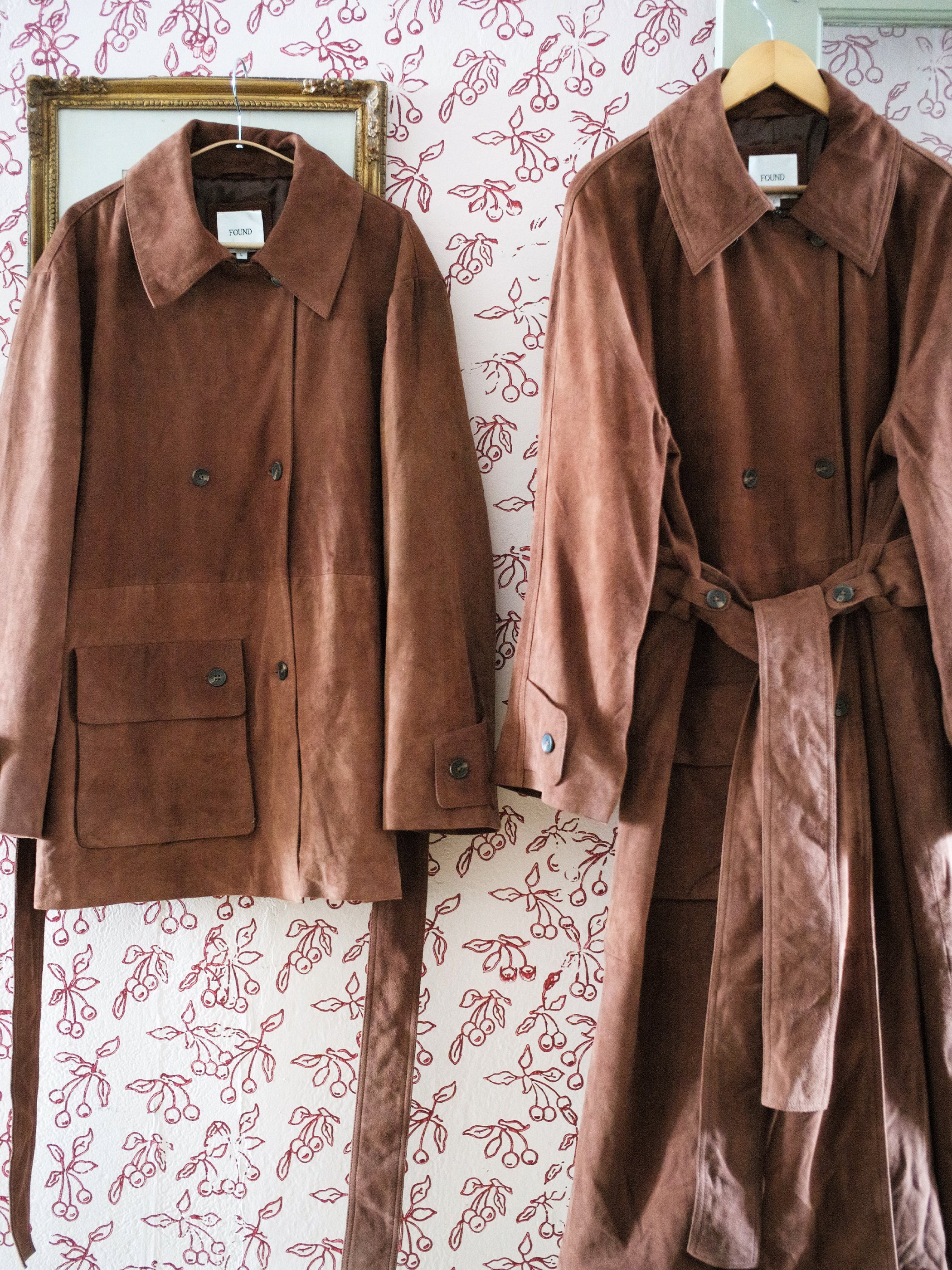 Double Breasted Suede Leather Jacket - Image 22
