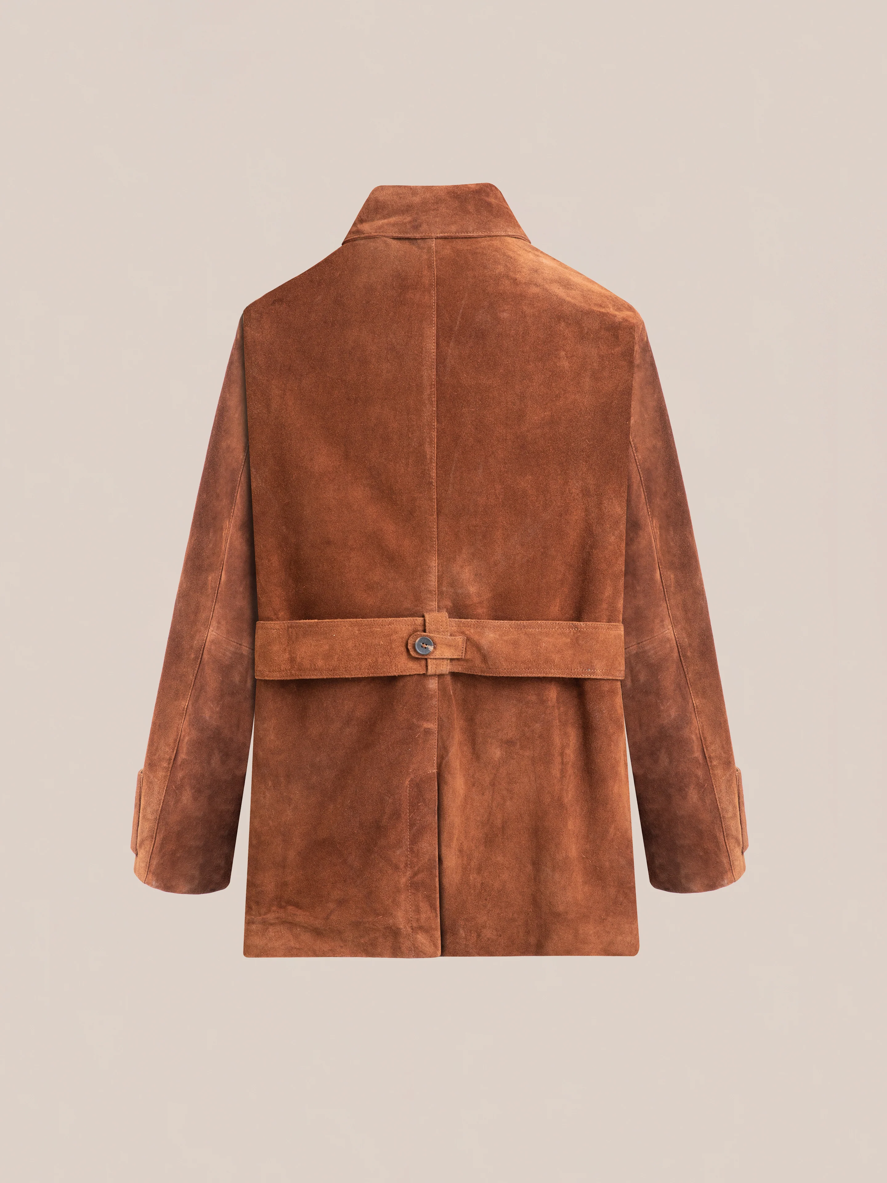 Double Breasted Suede Leather Jacket - Image 7