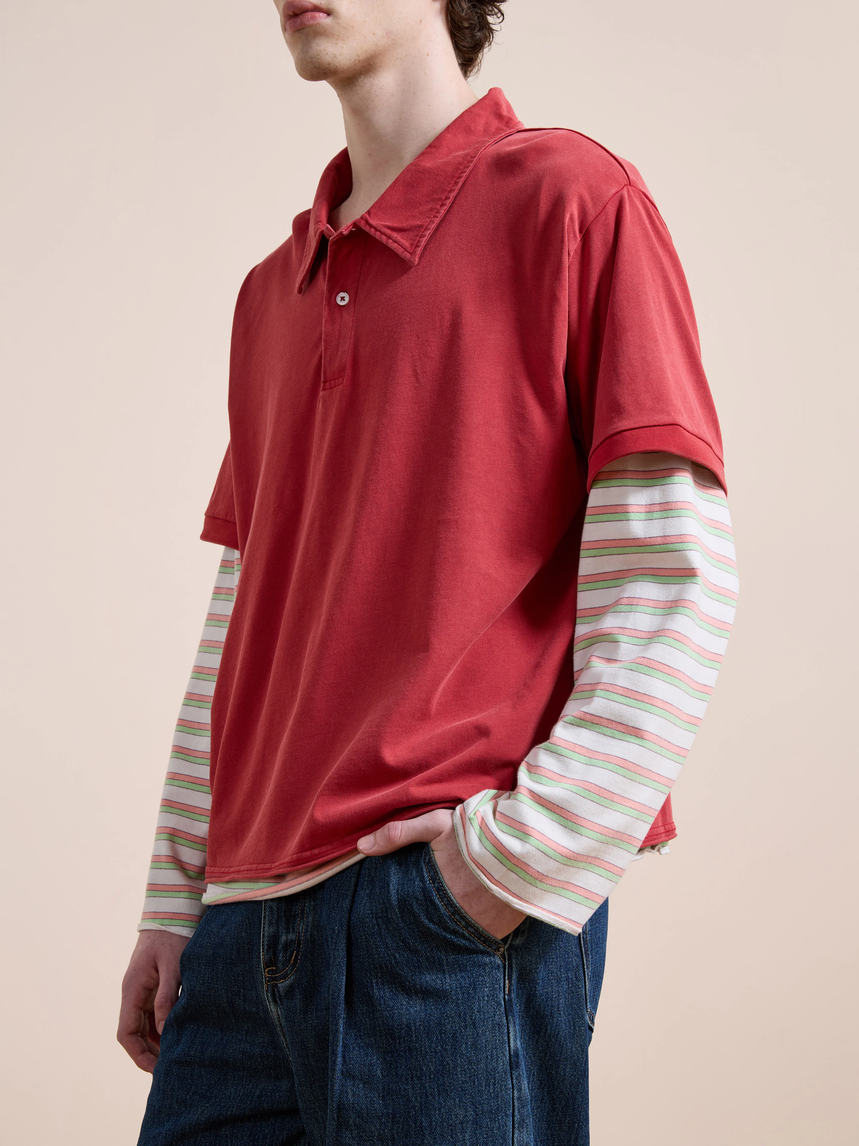 Double Layer Stripe Polo - Image 8