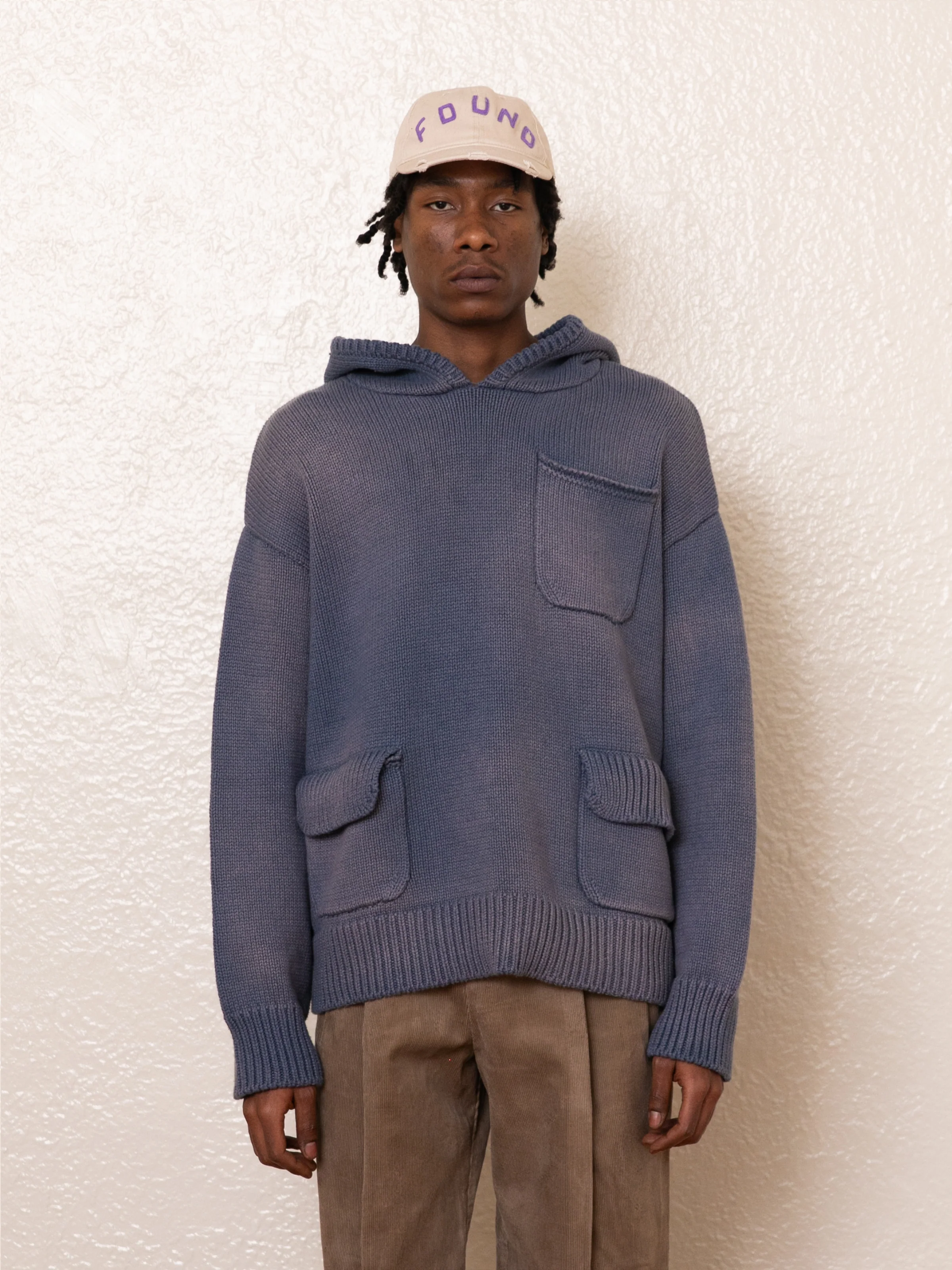 Faded Knit Pocket Hoodie - Image 3