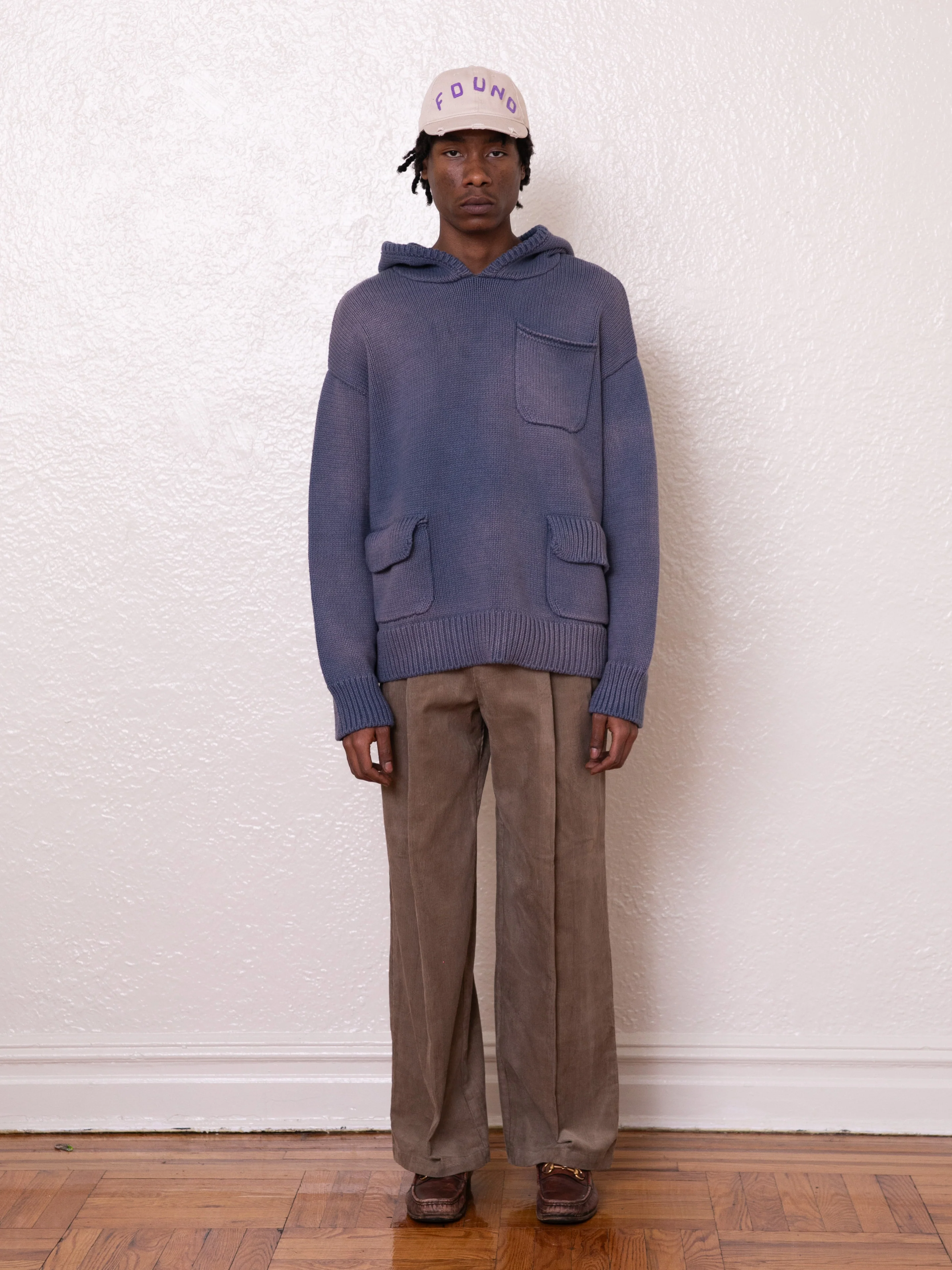 Faded Knit Pocket Hoodie - Image 4
