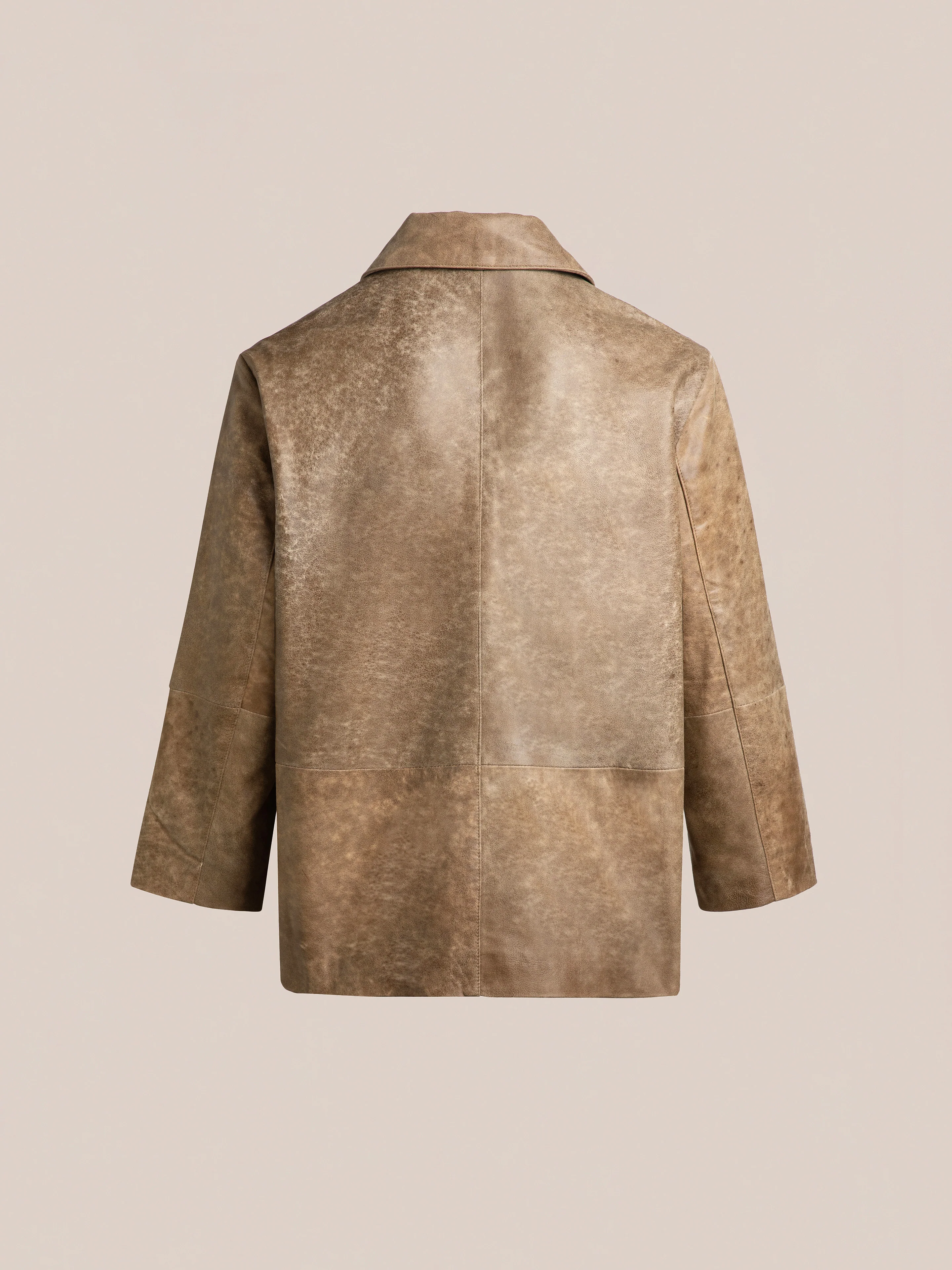 Fawn Double Breasted Leather Jacket - Image 6