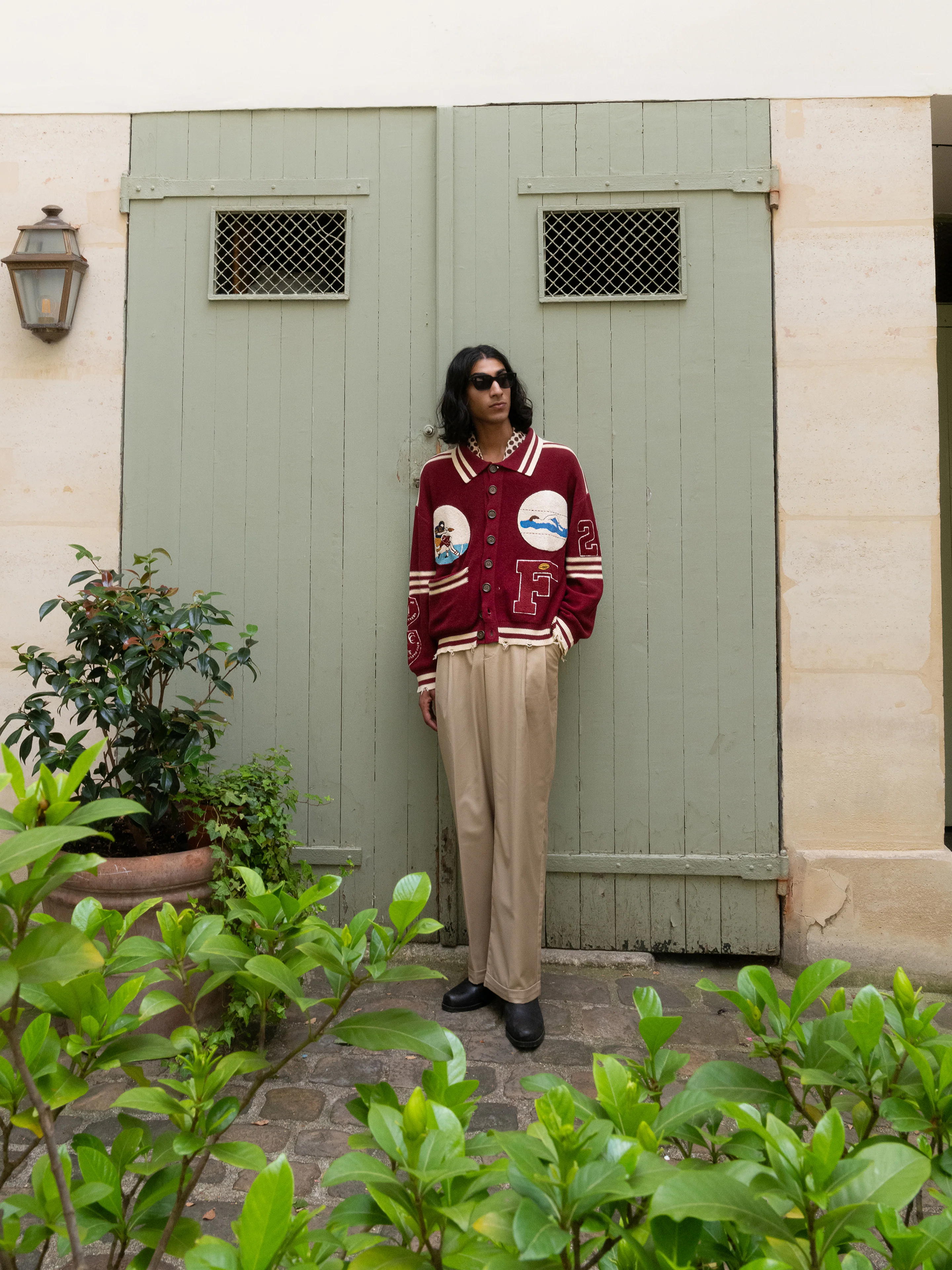 Fin Varsity Patch Collared Cardigan - Image 11