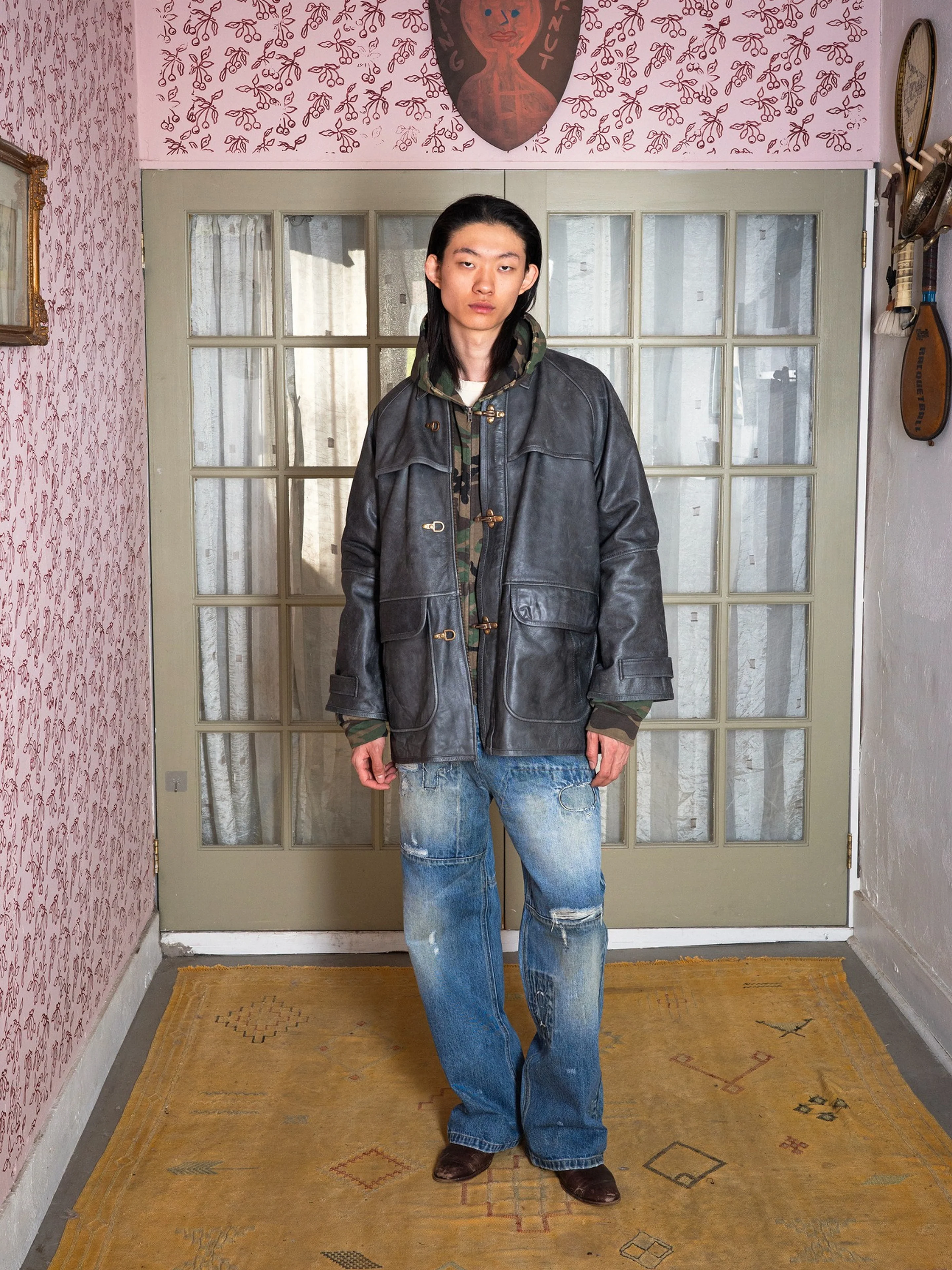 Distressed Leather Fireman Clasp Jacket - Image 15