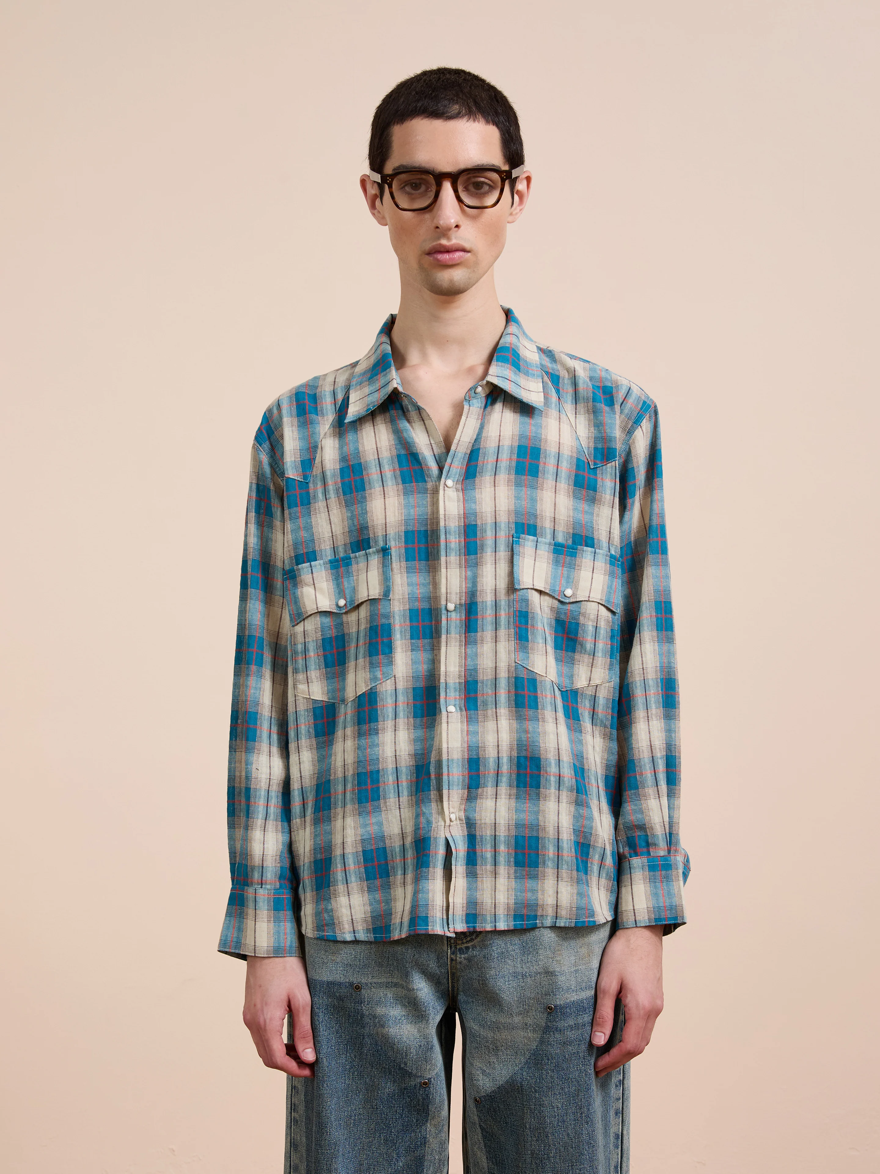 Western Plaid Snap Button Shirt