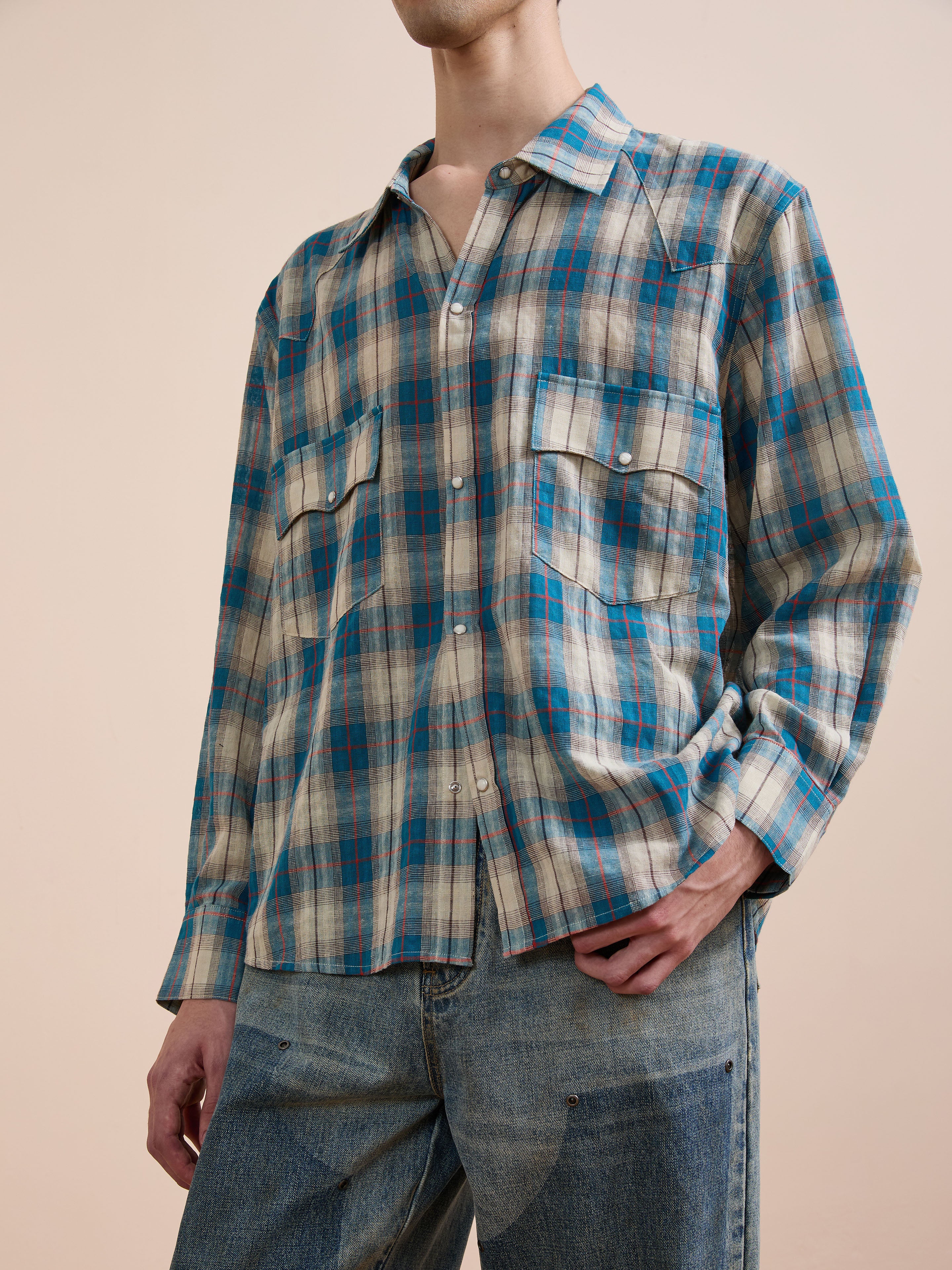 Western Plaid Snap Button Shirt - Image 2