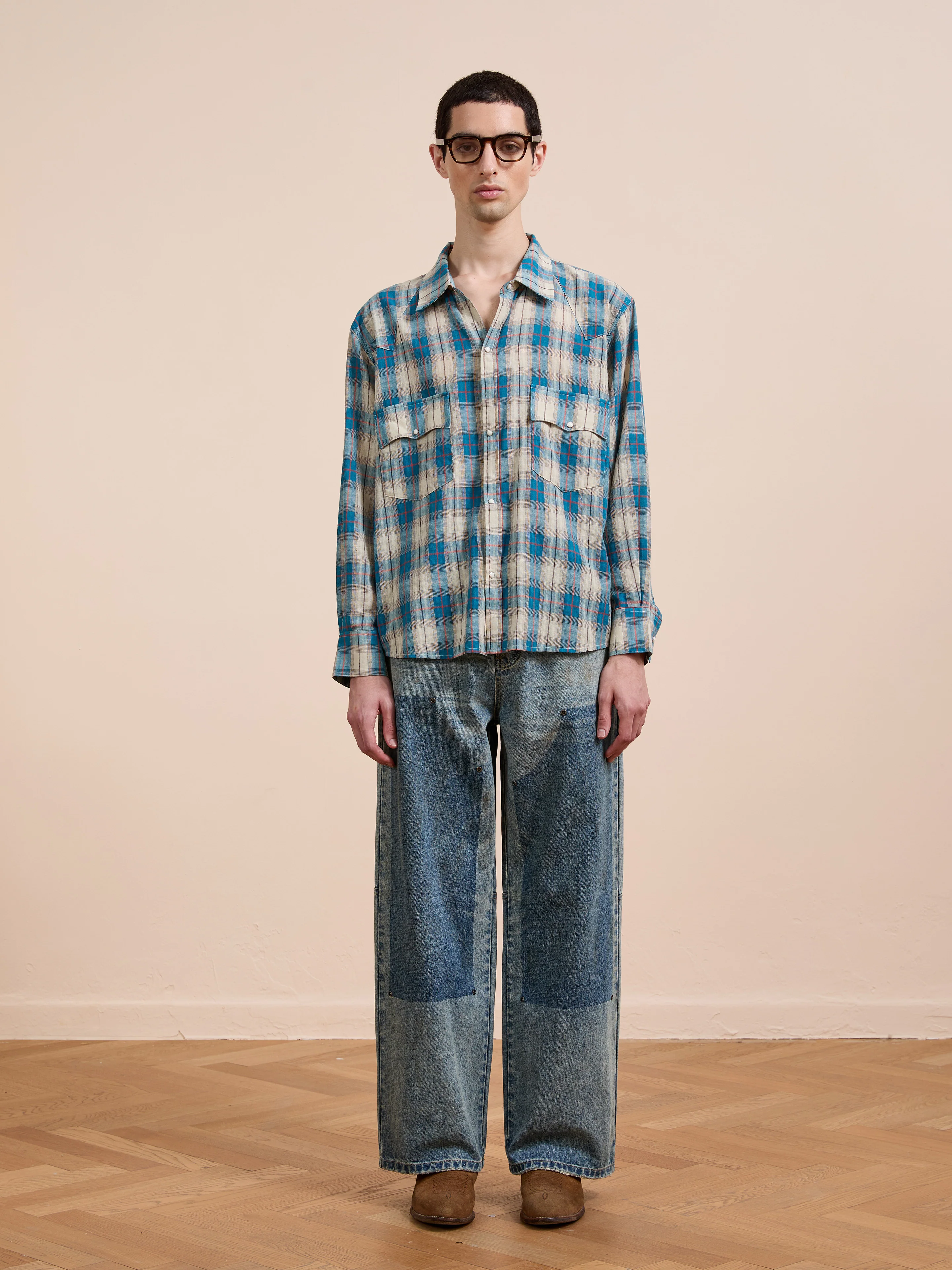 Western Plaid Snap Button Shirt - Image 3
