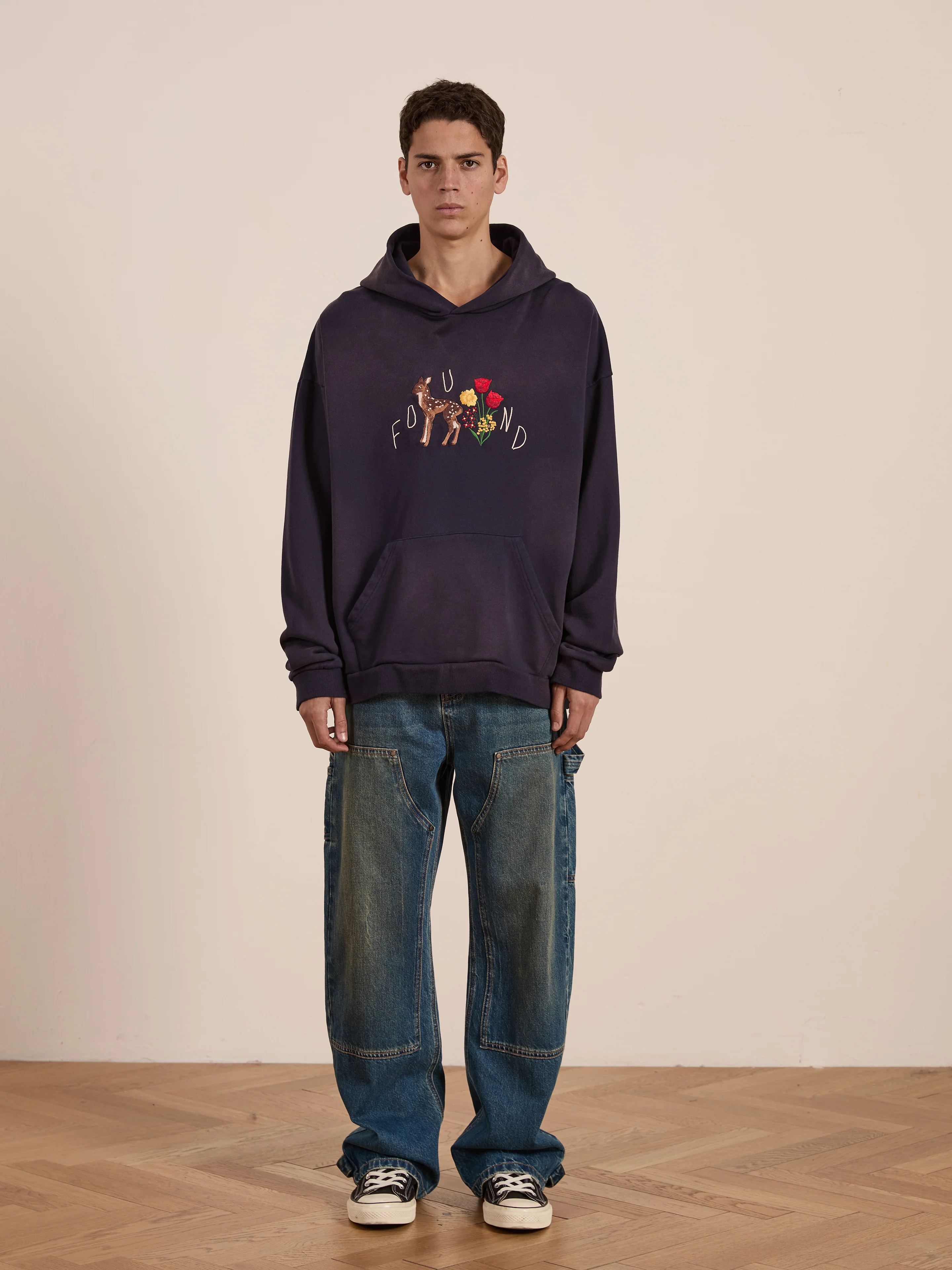 Floral Embroidered Deer Hoodie - Image 4