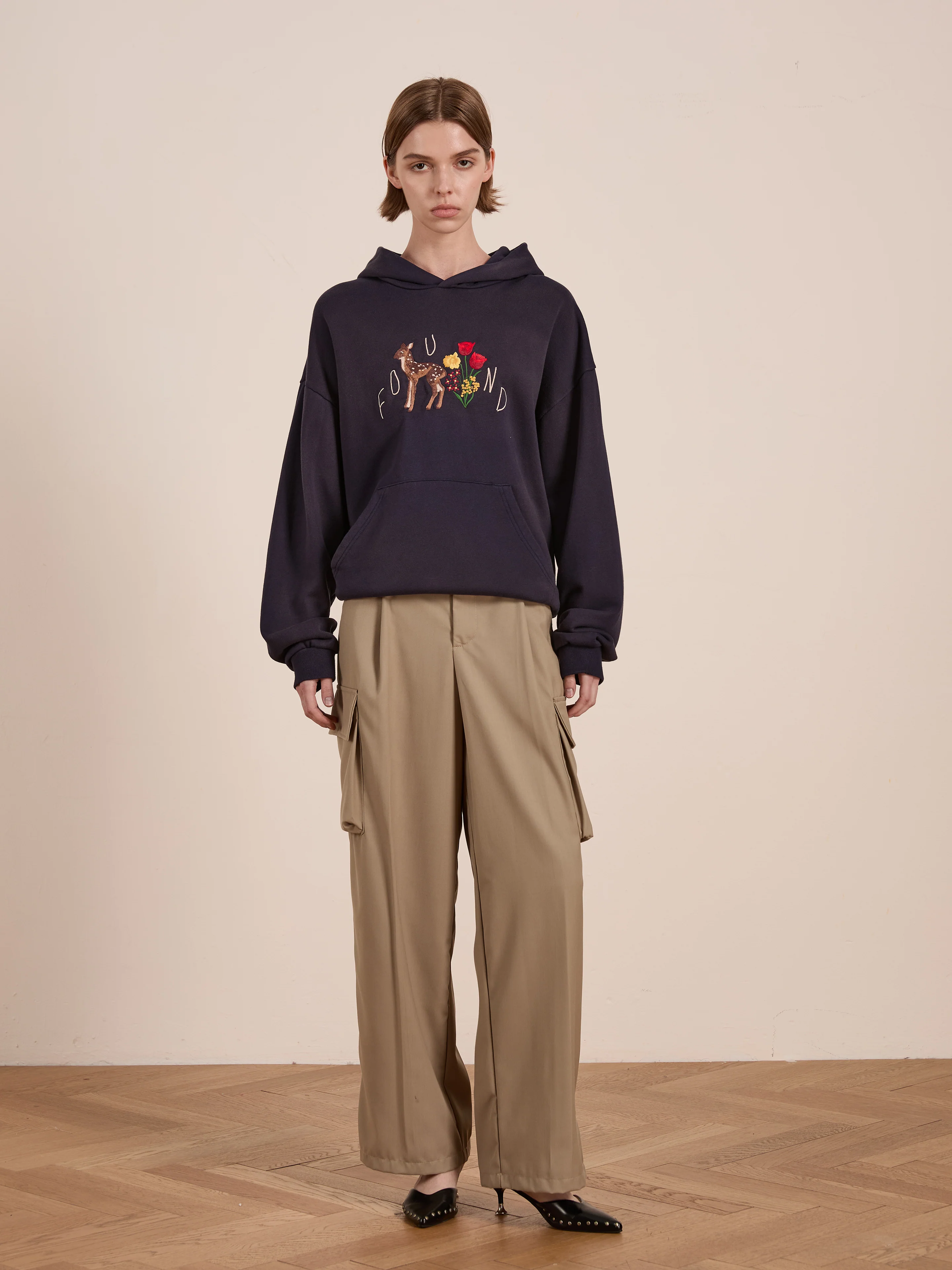 Floral Embroidered Deer Hoodie - Image 5