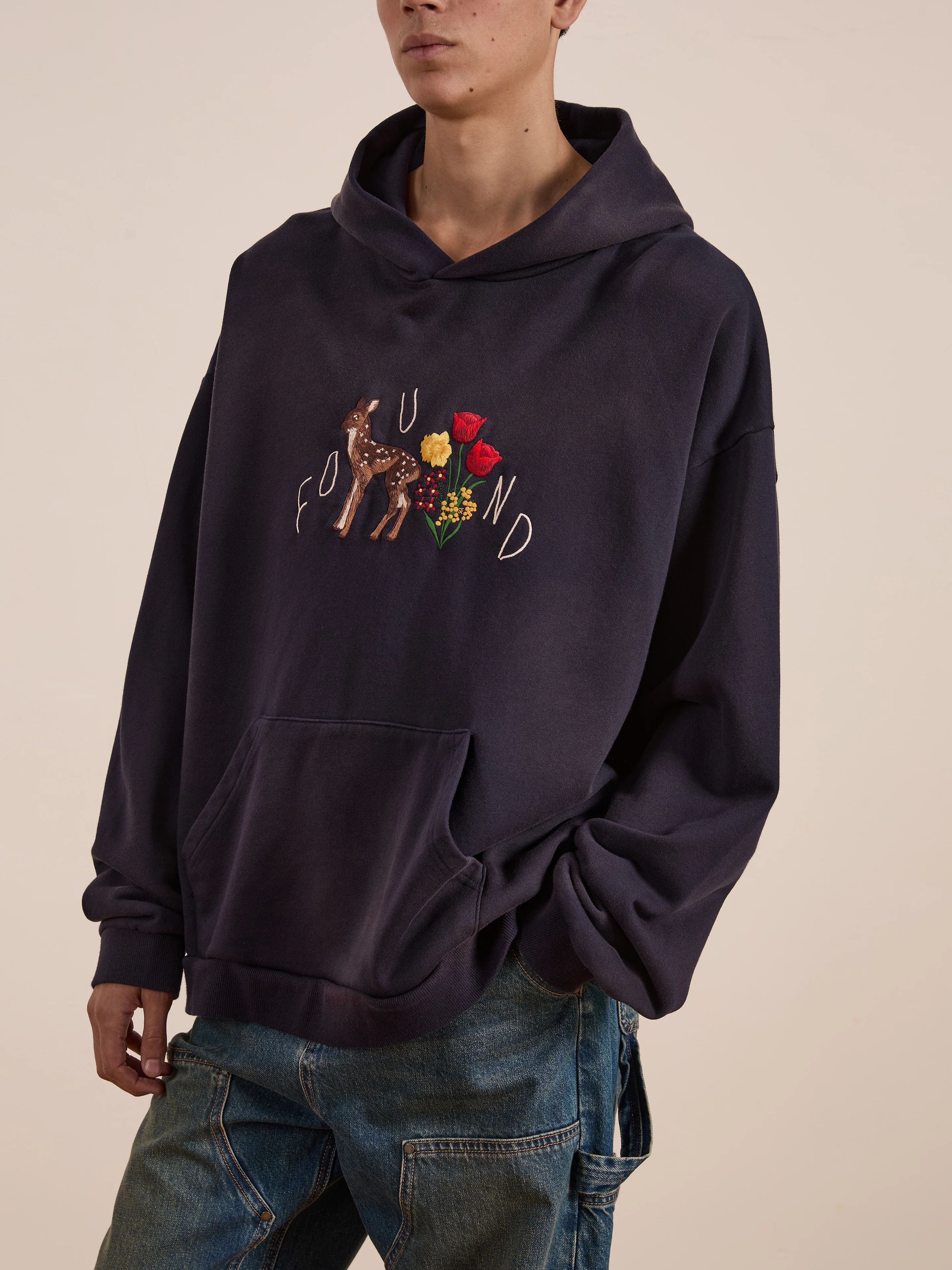 Floral Embroidered Deer Hoodie - Image 6