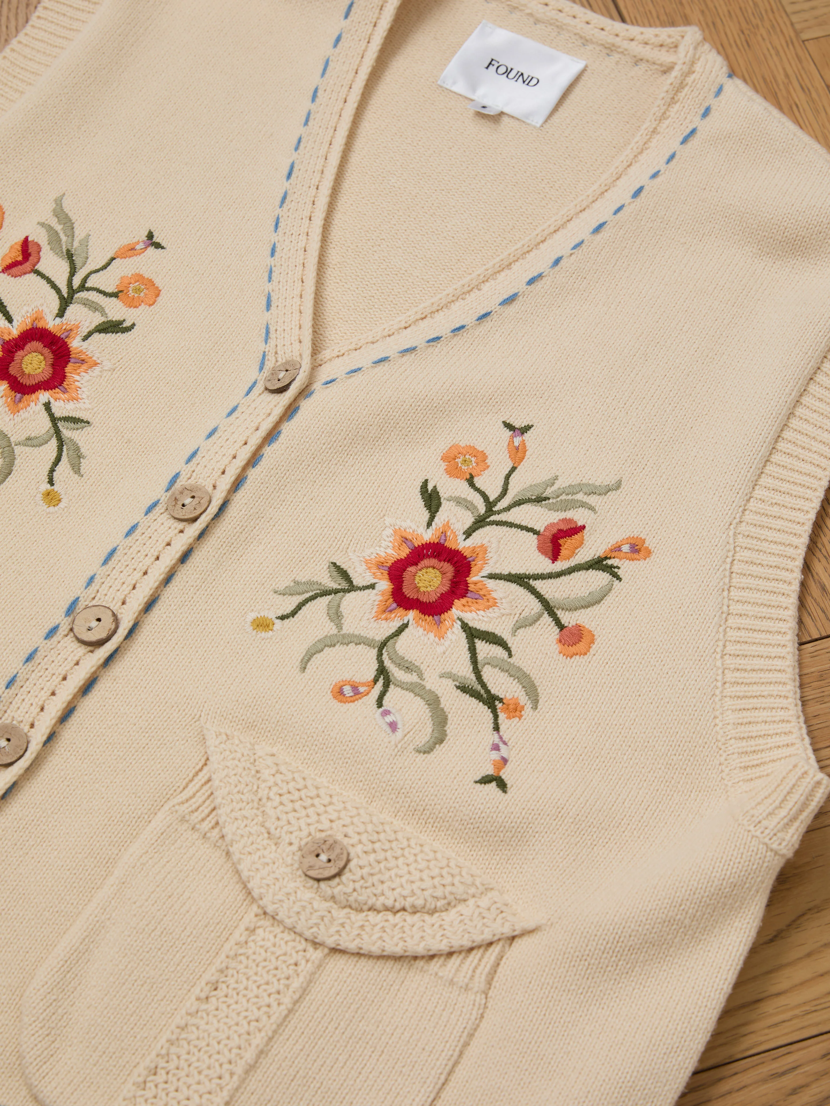 Floral Embroidered Knit Vest - Image 10