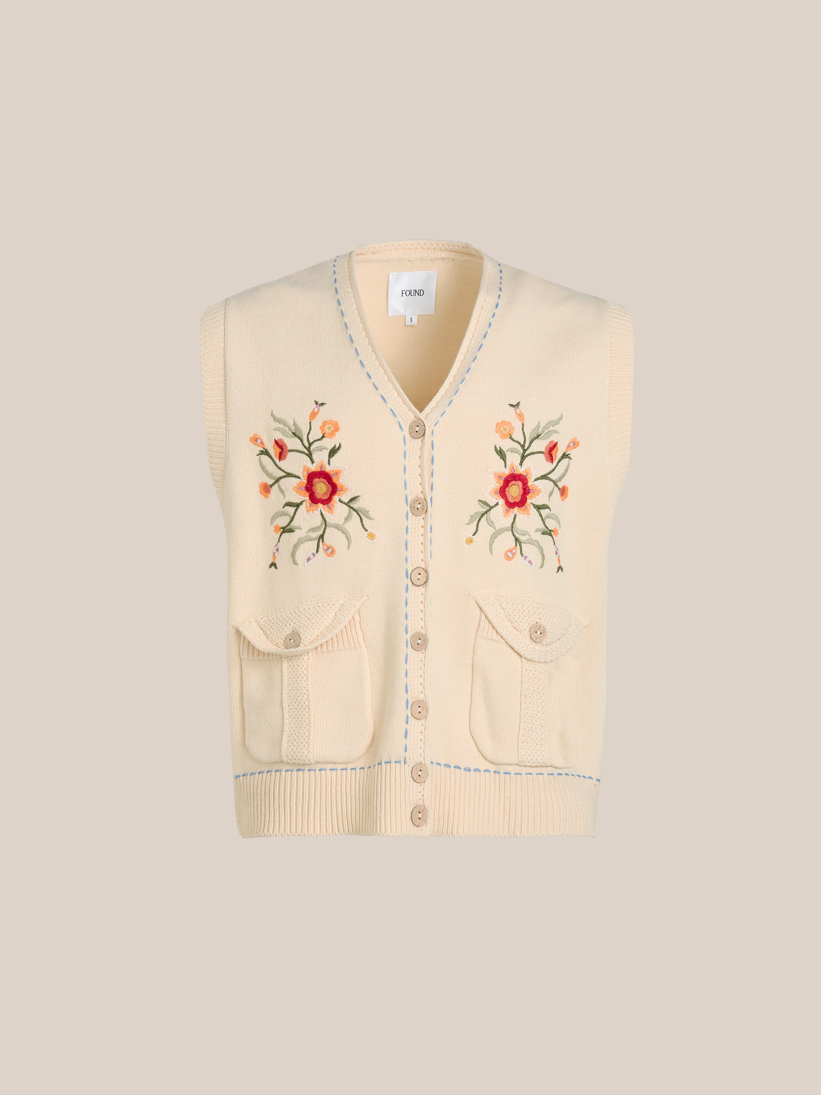Floral Embroidered Knit Vest - Image 5