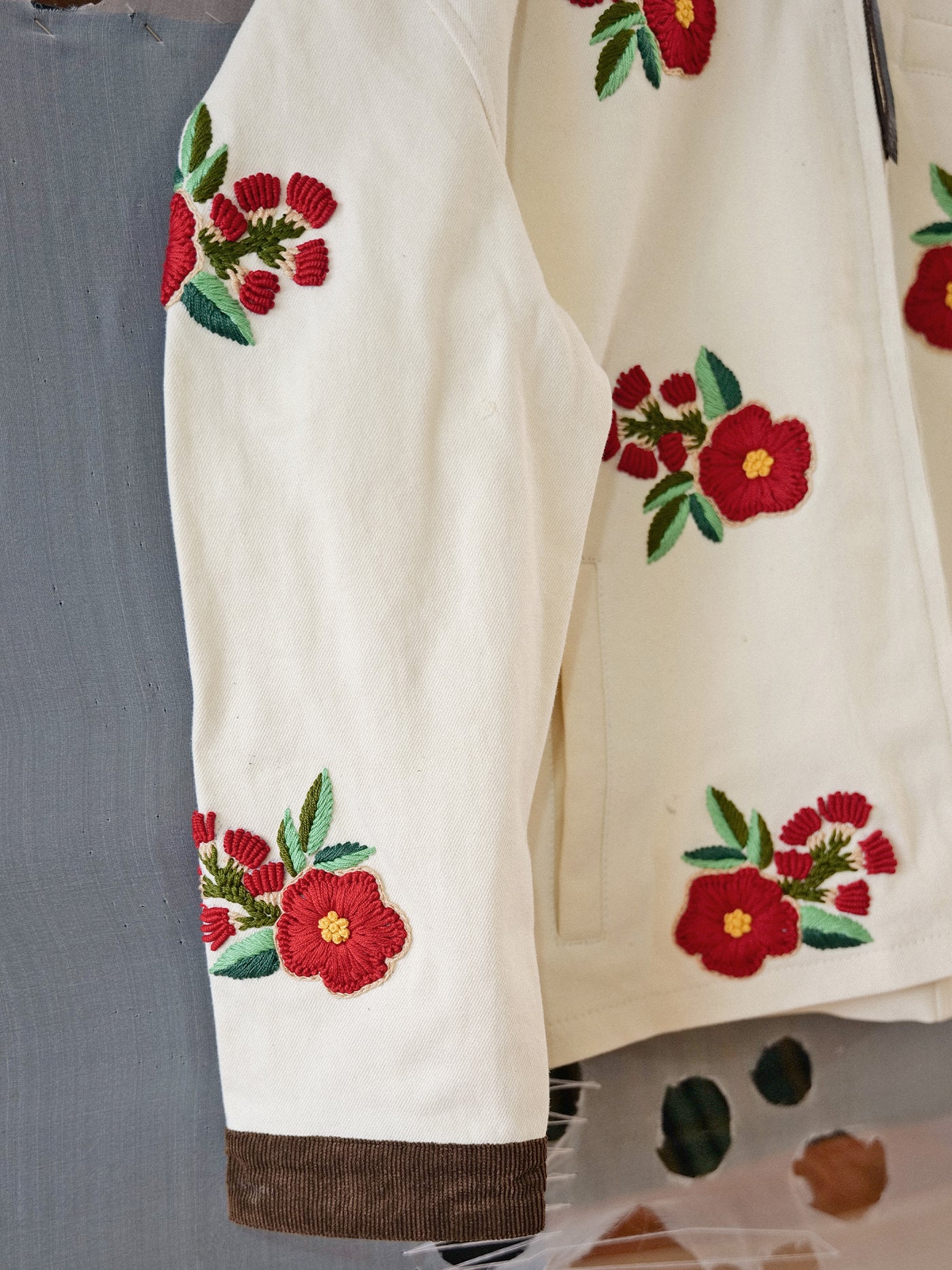 Floral Hand Embroidered Work Jacket - Image 10