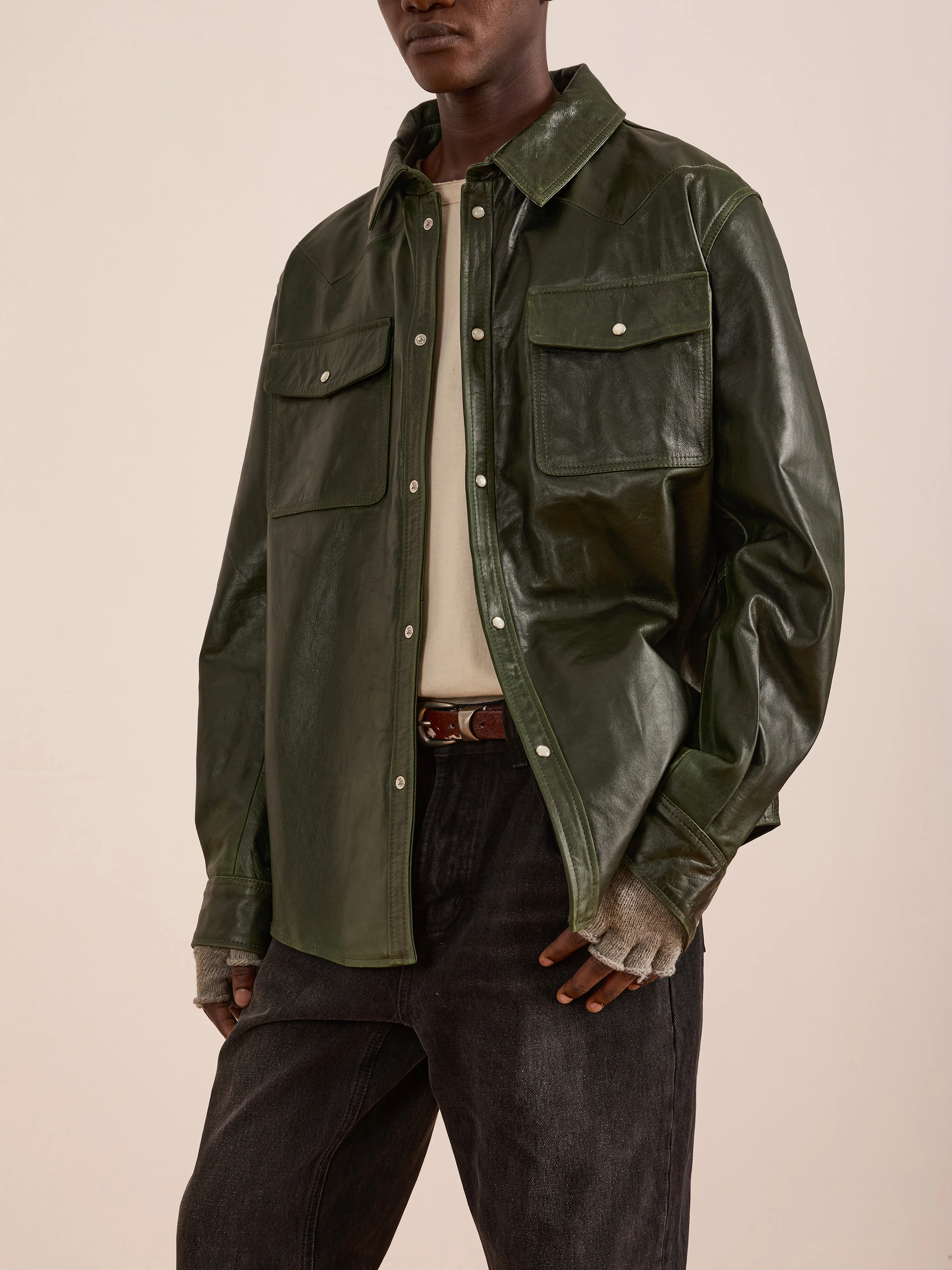 Forest Leather Western Shirt - Image 2
