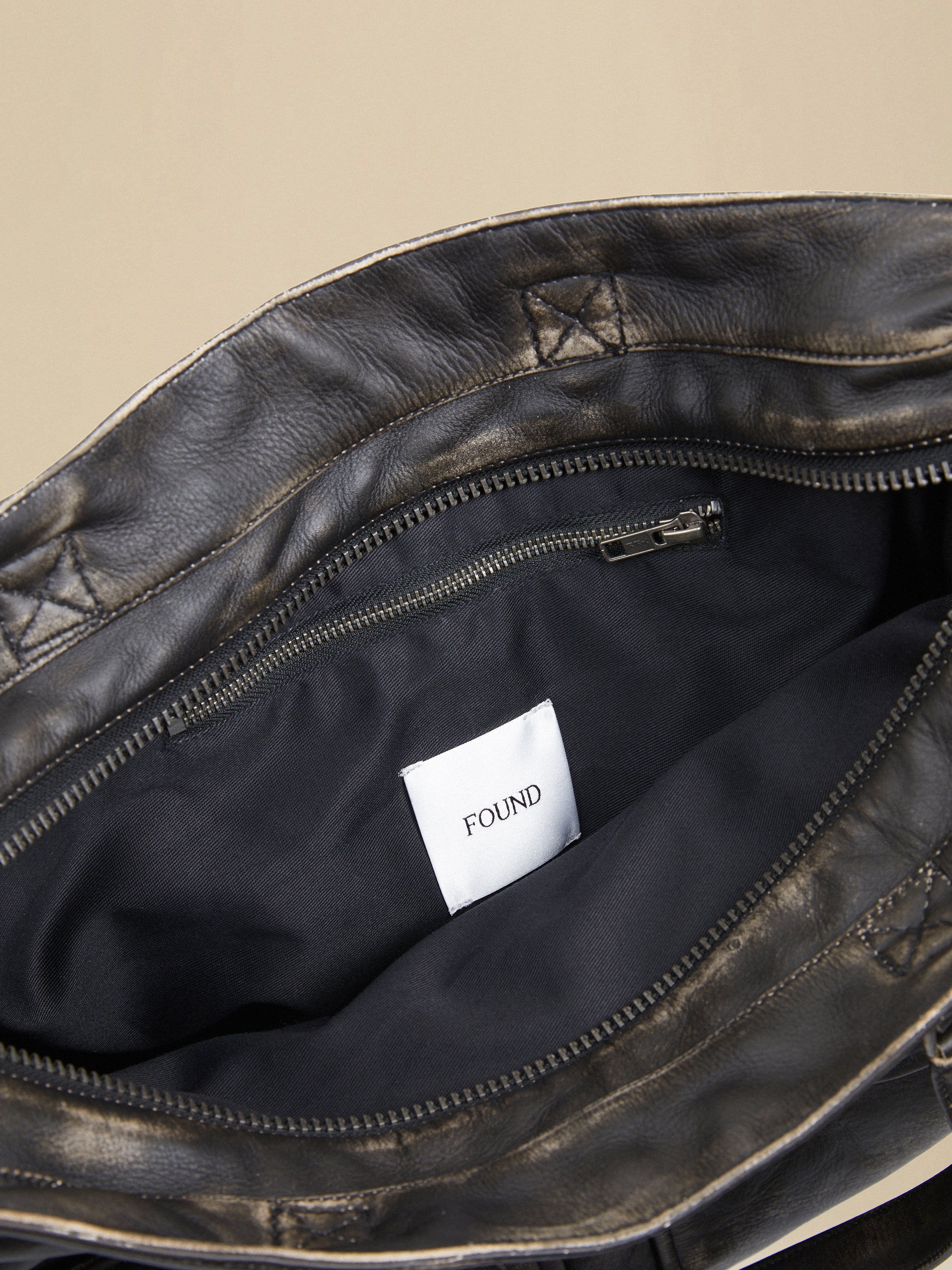 Hana Distressed Black Leather Bag - Image 3