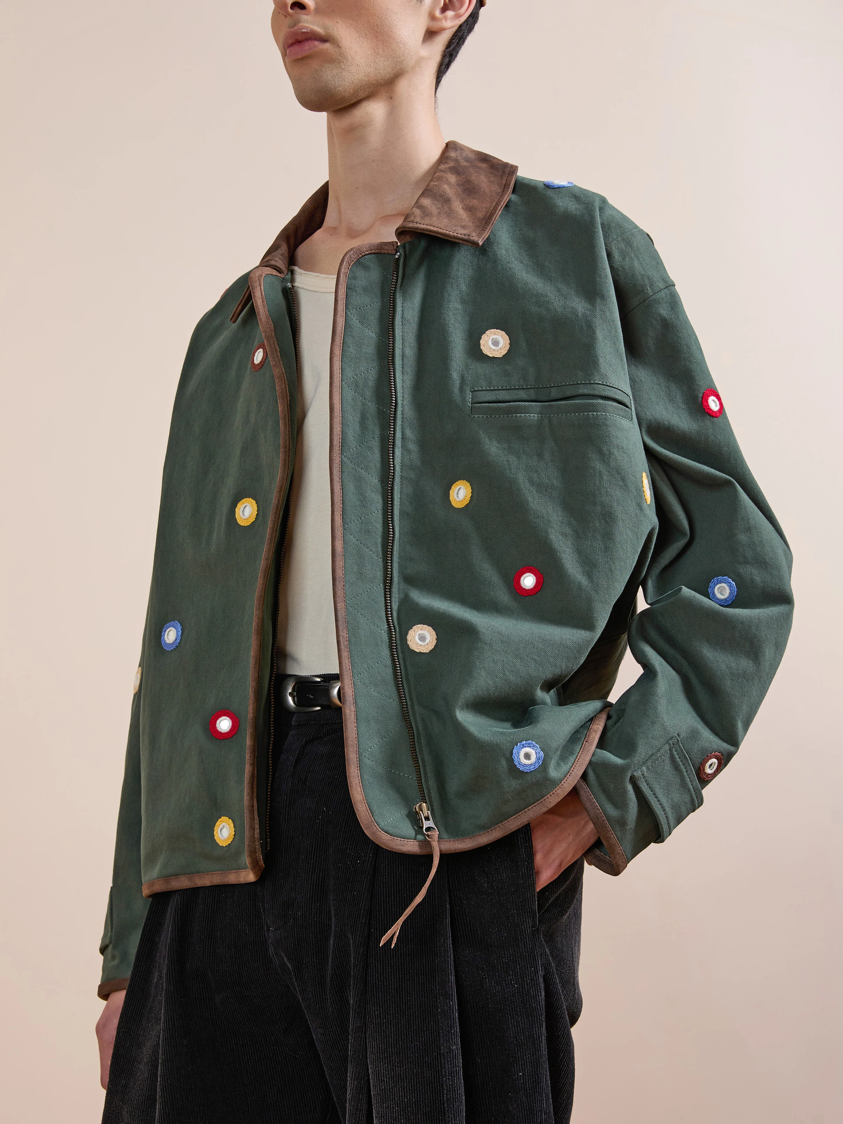 Hand Embroidered Mirror Abhala Jacket - Image 2