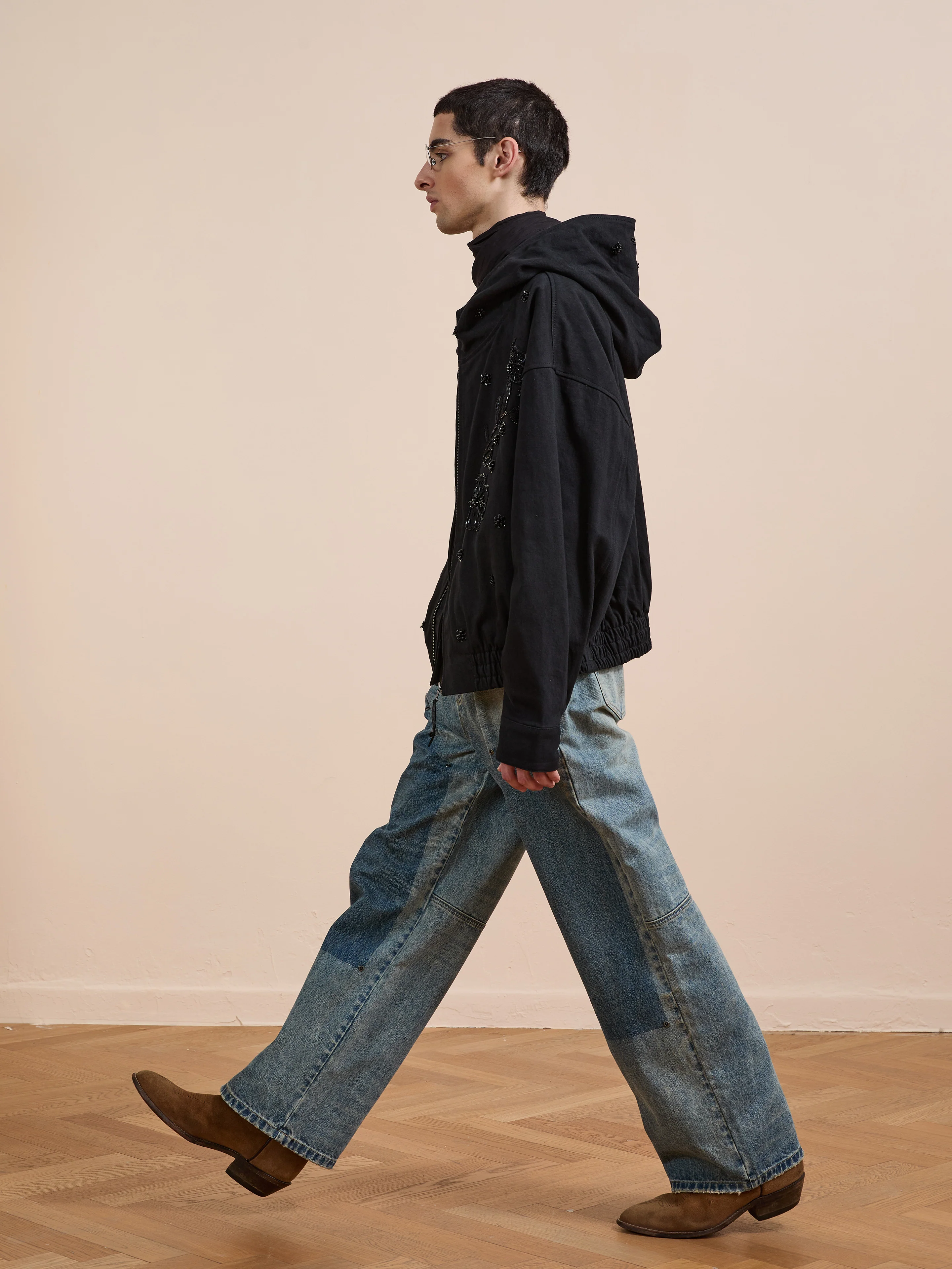 Hand Embroidered Tonal Anorak Jacket - Image 11