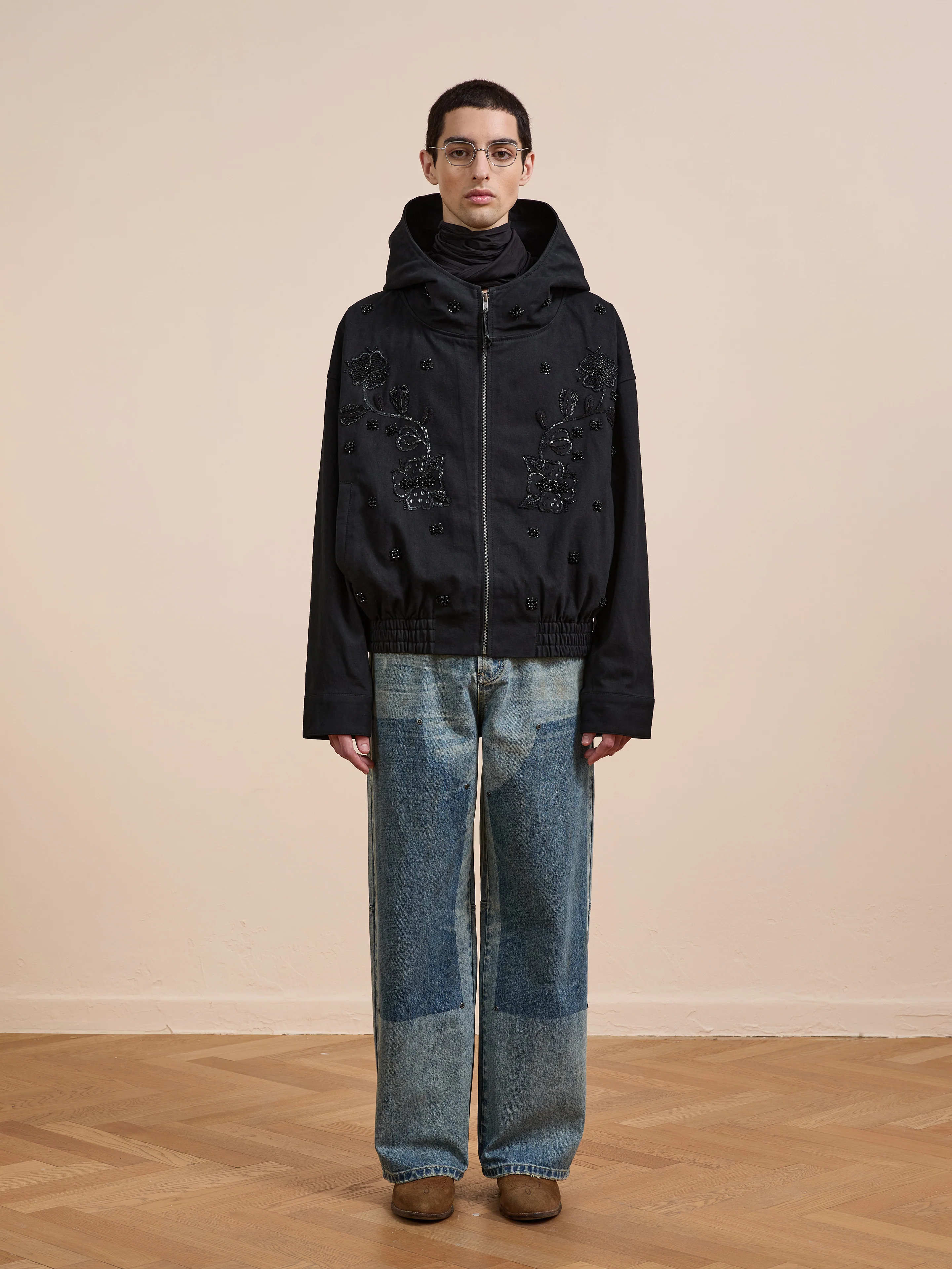 Hand Embroidered Tonal Anorak Jacket - Image 13