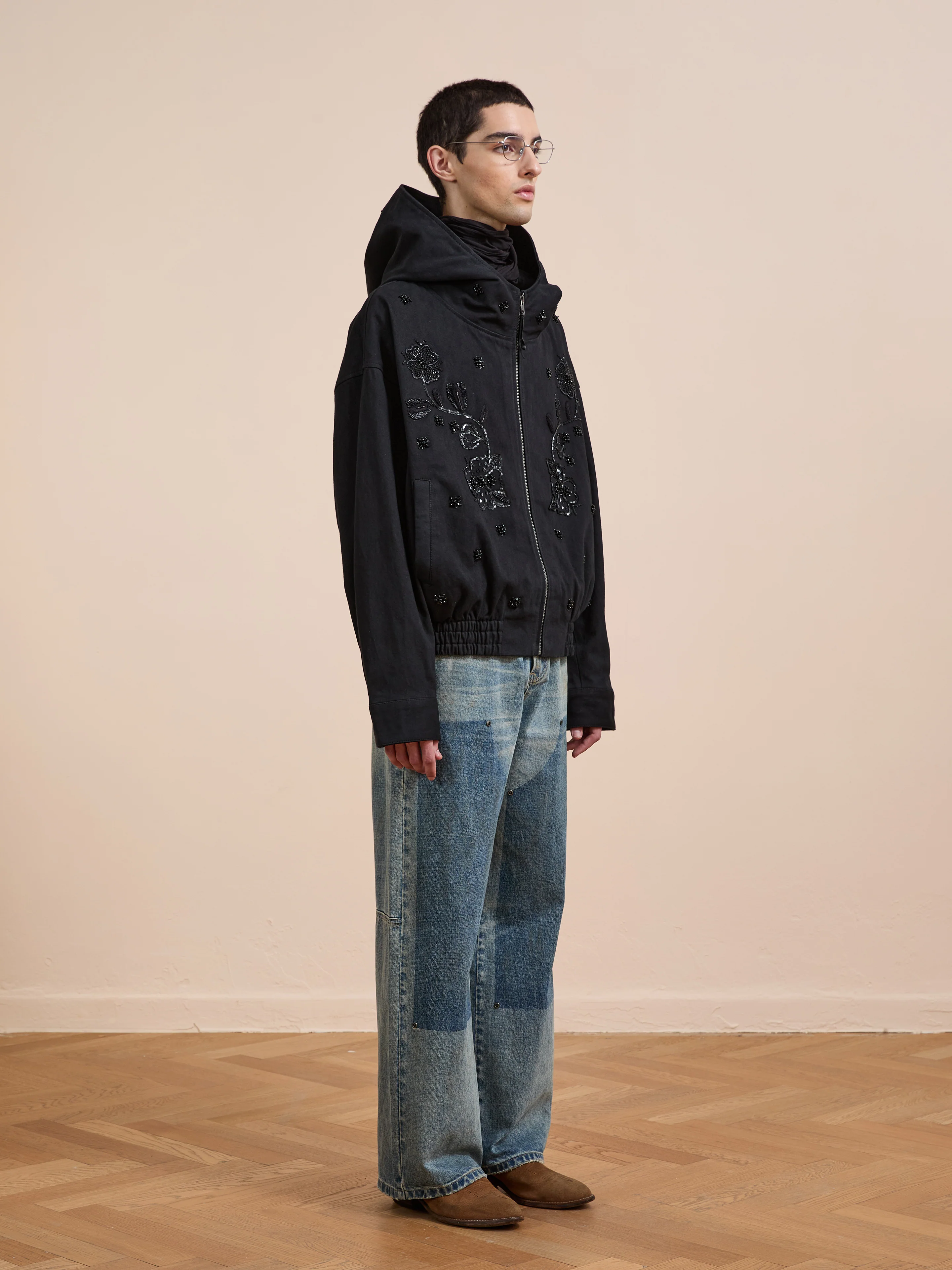 Hand Embroidered Tonal Anorak Jacket - Image 14
