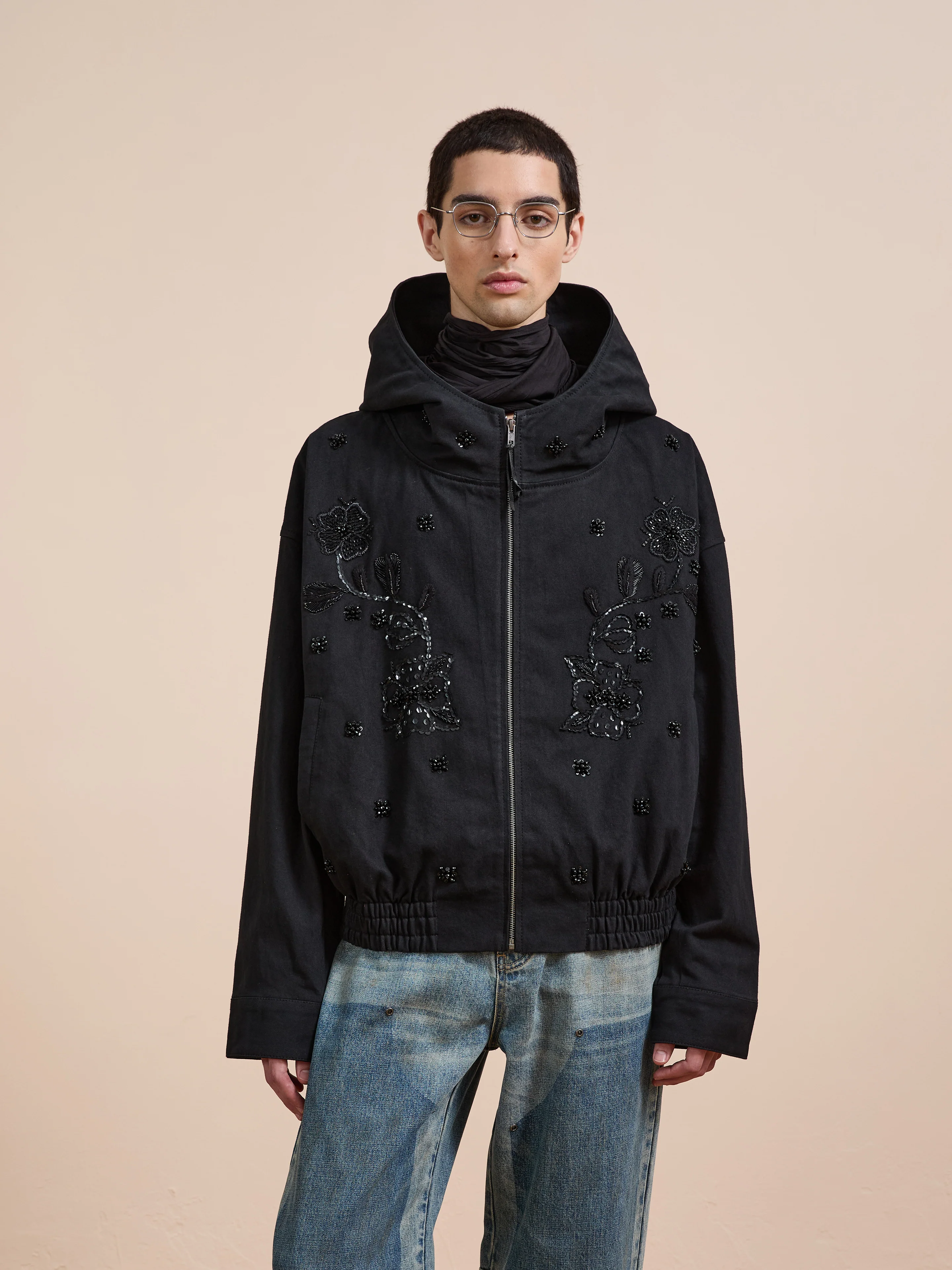 Hand Embroidered Tonal Anorak Jacket - Image 16
