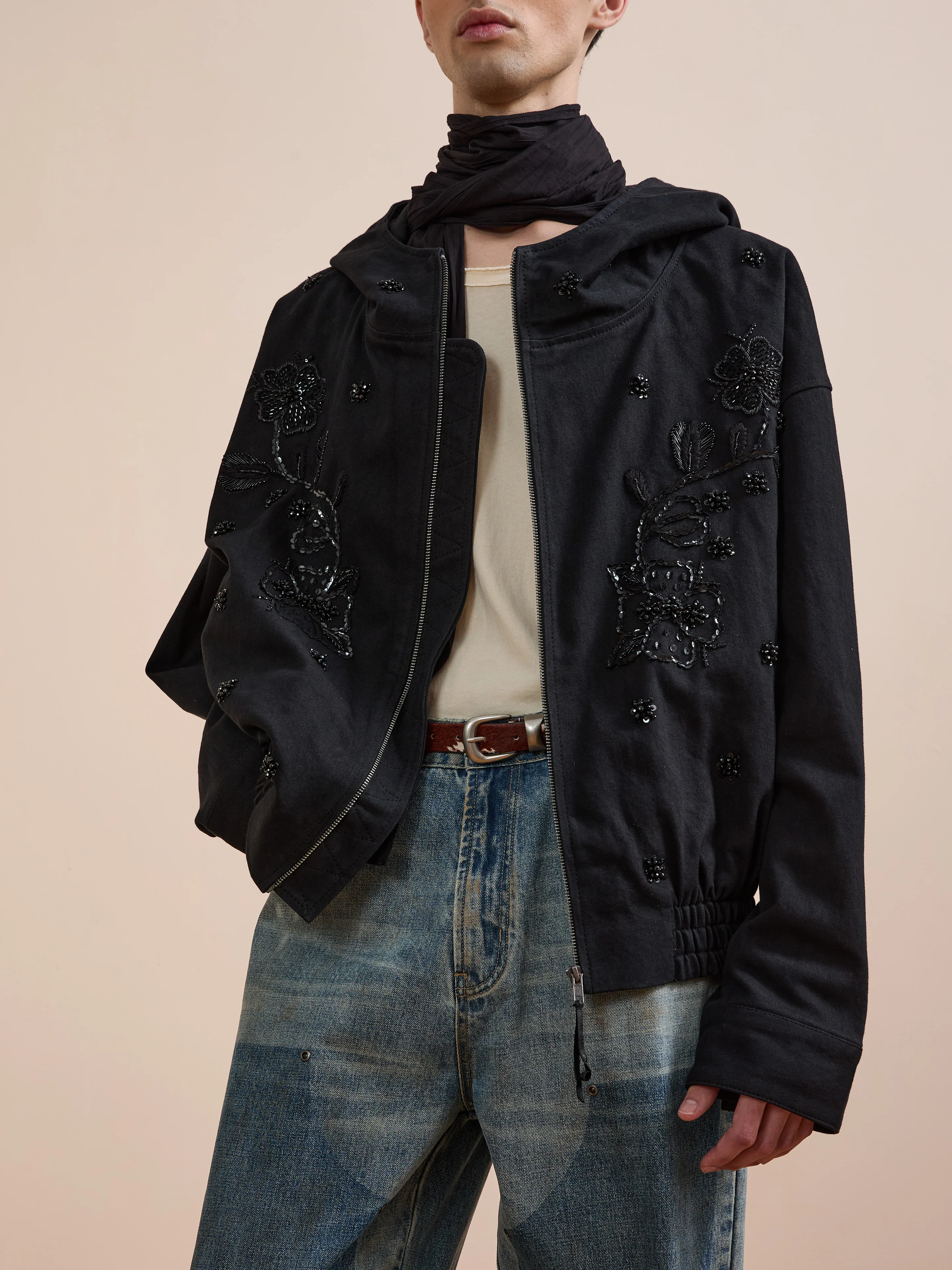 Hand Embroidered Tonal Anorak Jacket - Image 3