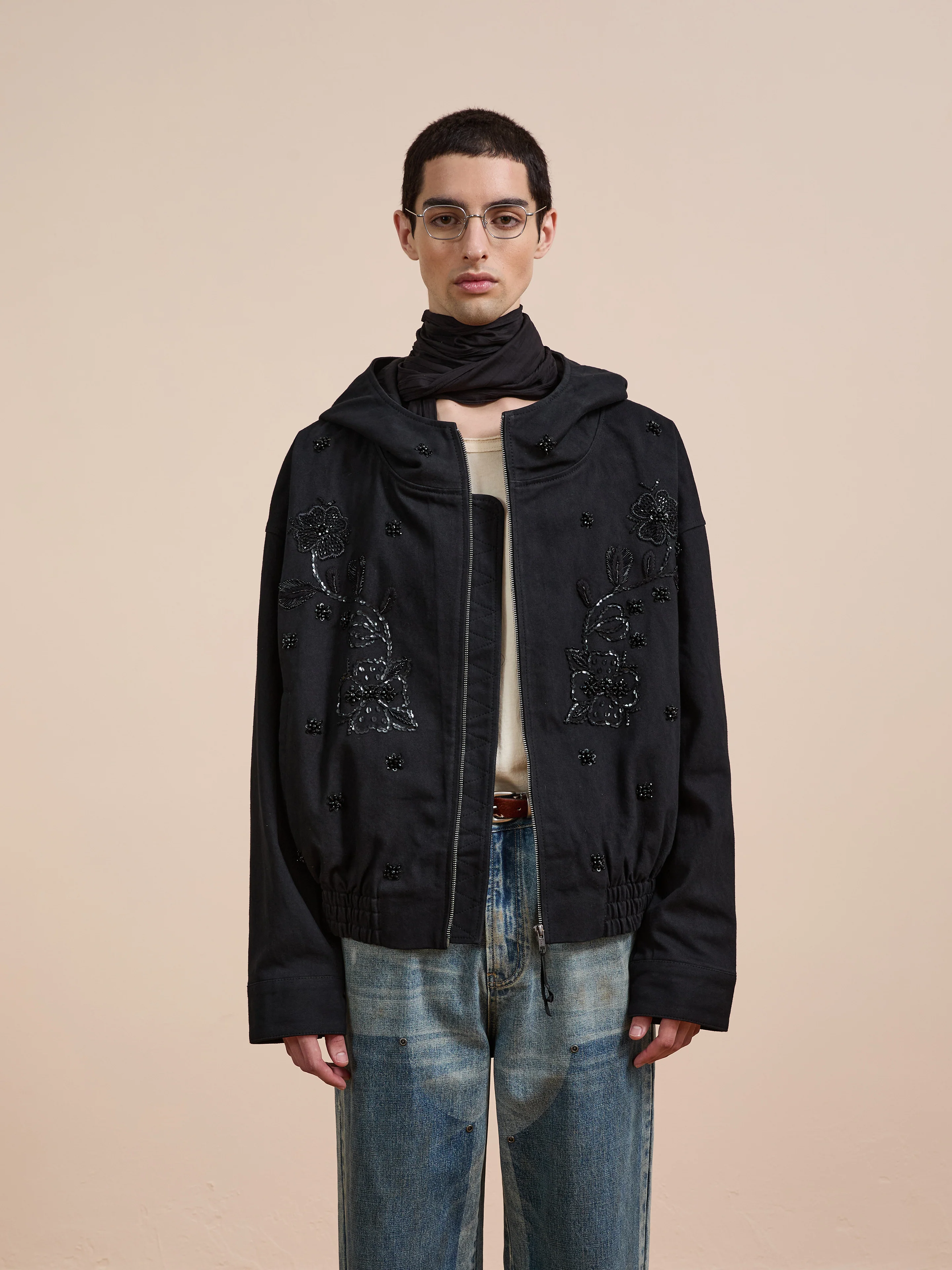 Hand Embroidered Tonal Anorak Jacket - Image 5