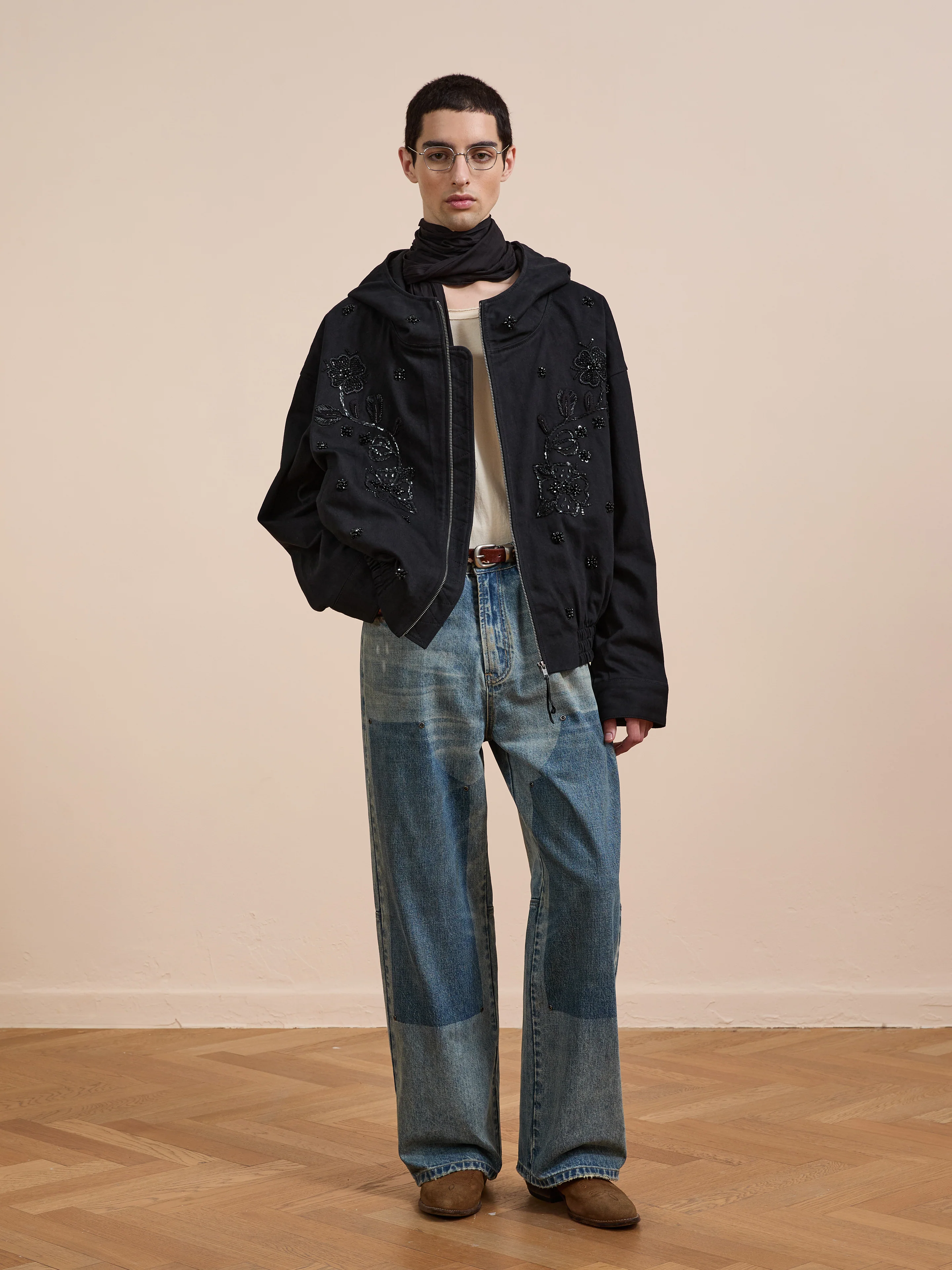 Hand Embroidered Tonal Anorak Jacket - Image 7