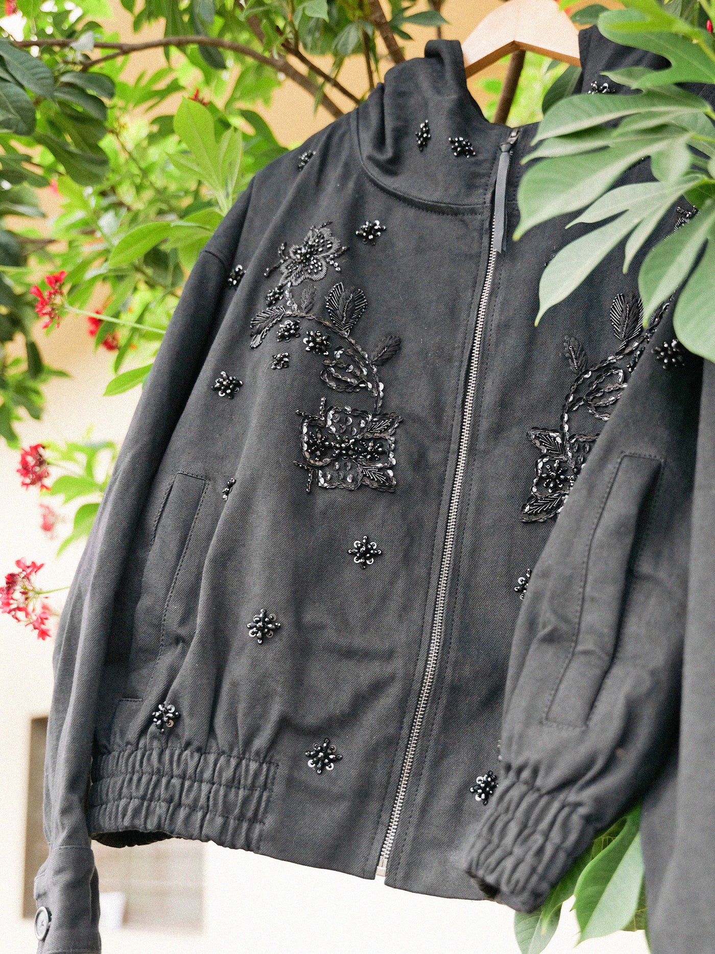 Hand Embroidered Tonal Anorak Jacket - Image 8