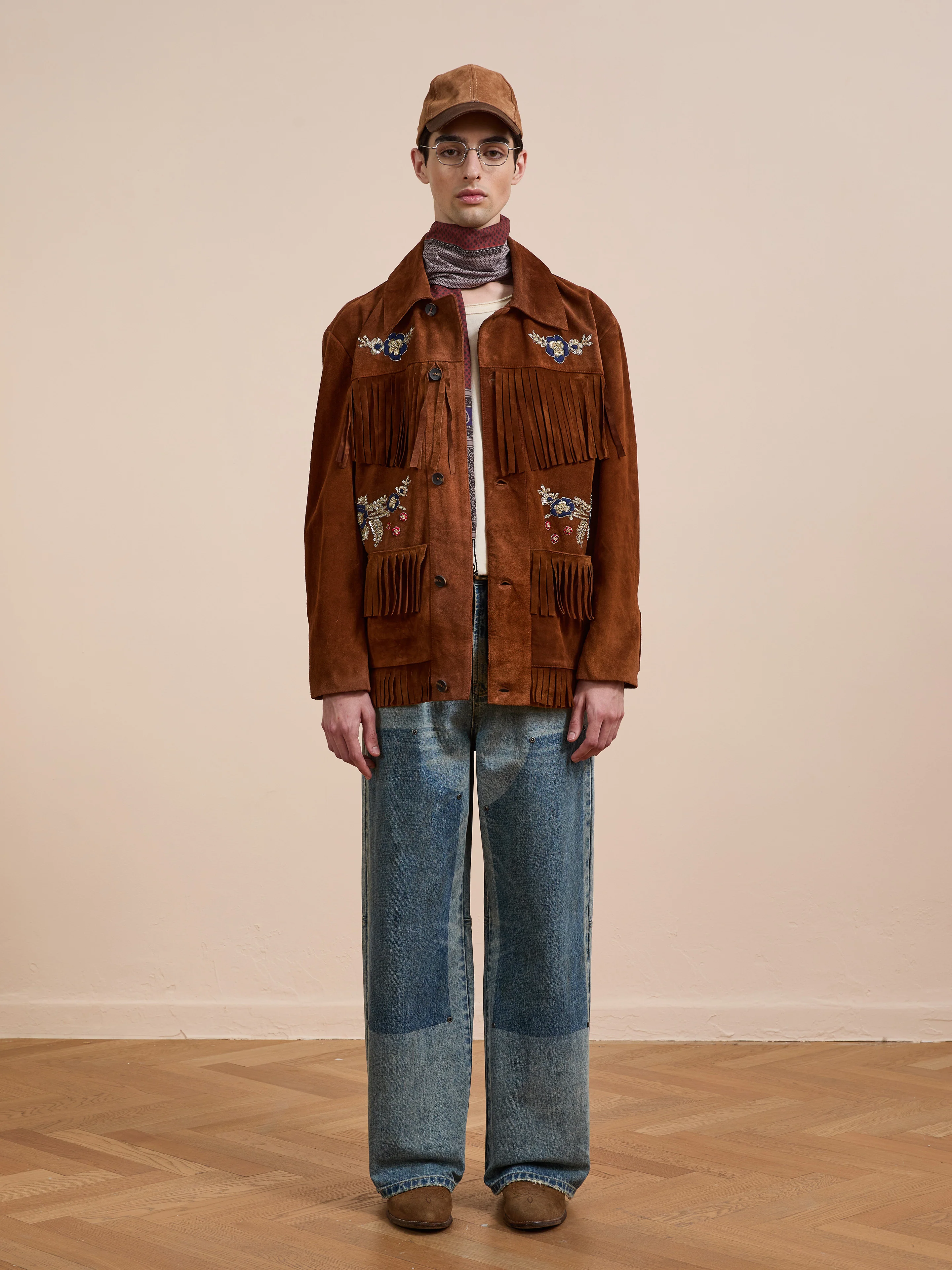 Hand Embroidered Suede Fringe Jacket - Image 12
