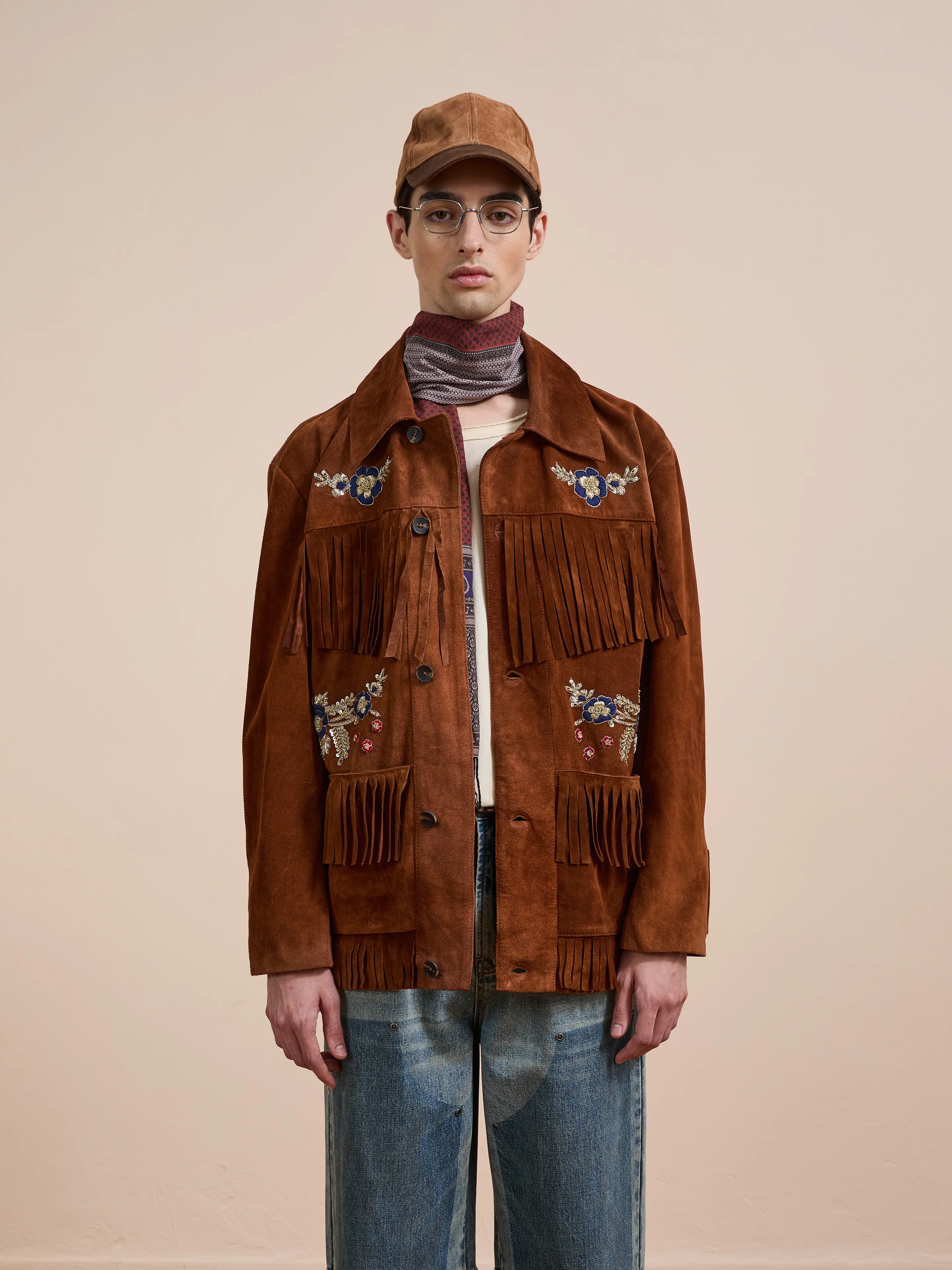 Hand Embroidered Suede Fringe Jacket - Image 13