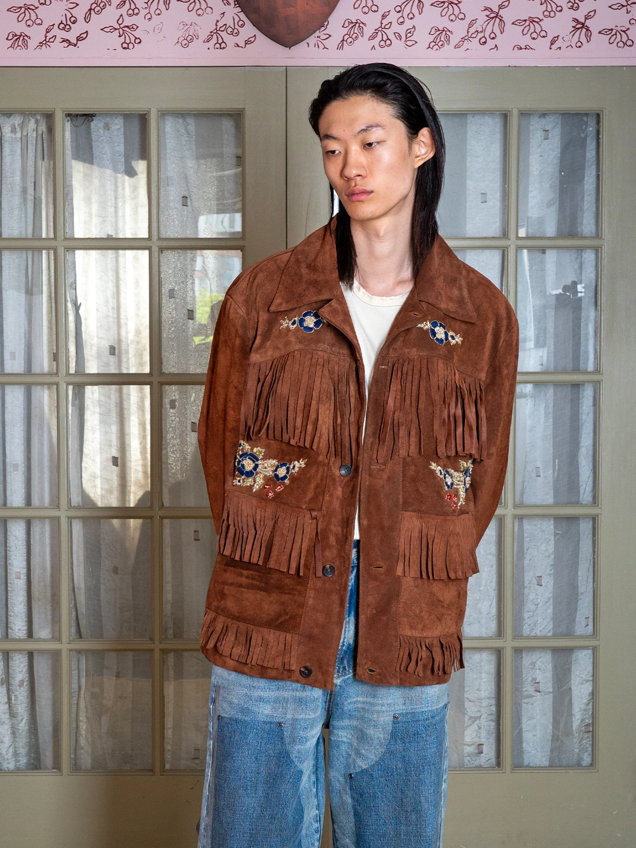 Hand Embroidered Suede Fringe Jacket - Image 14