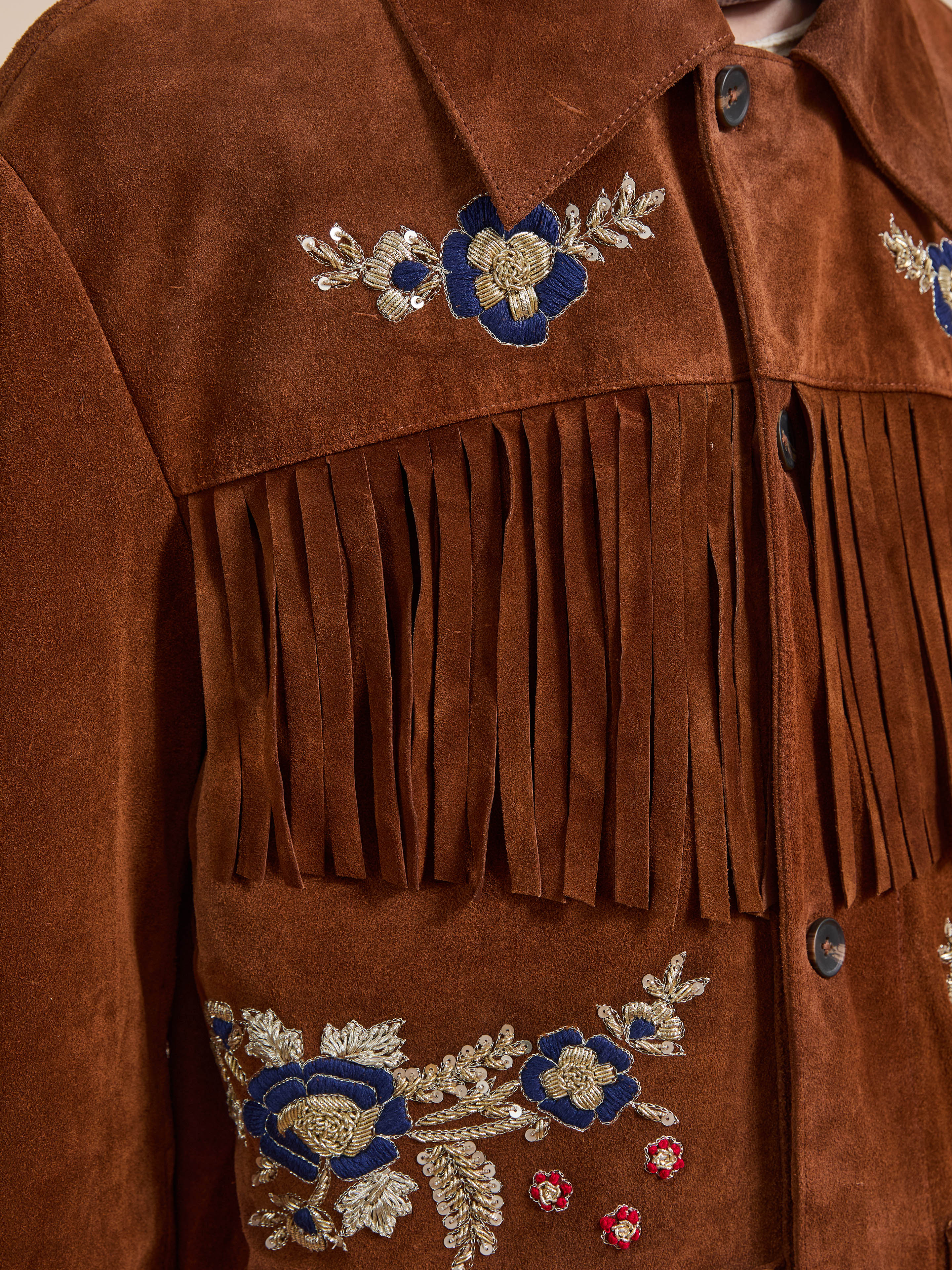 Hand Embroidered Suede Fringe Jacket - Image 20
