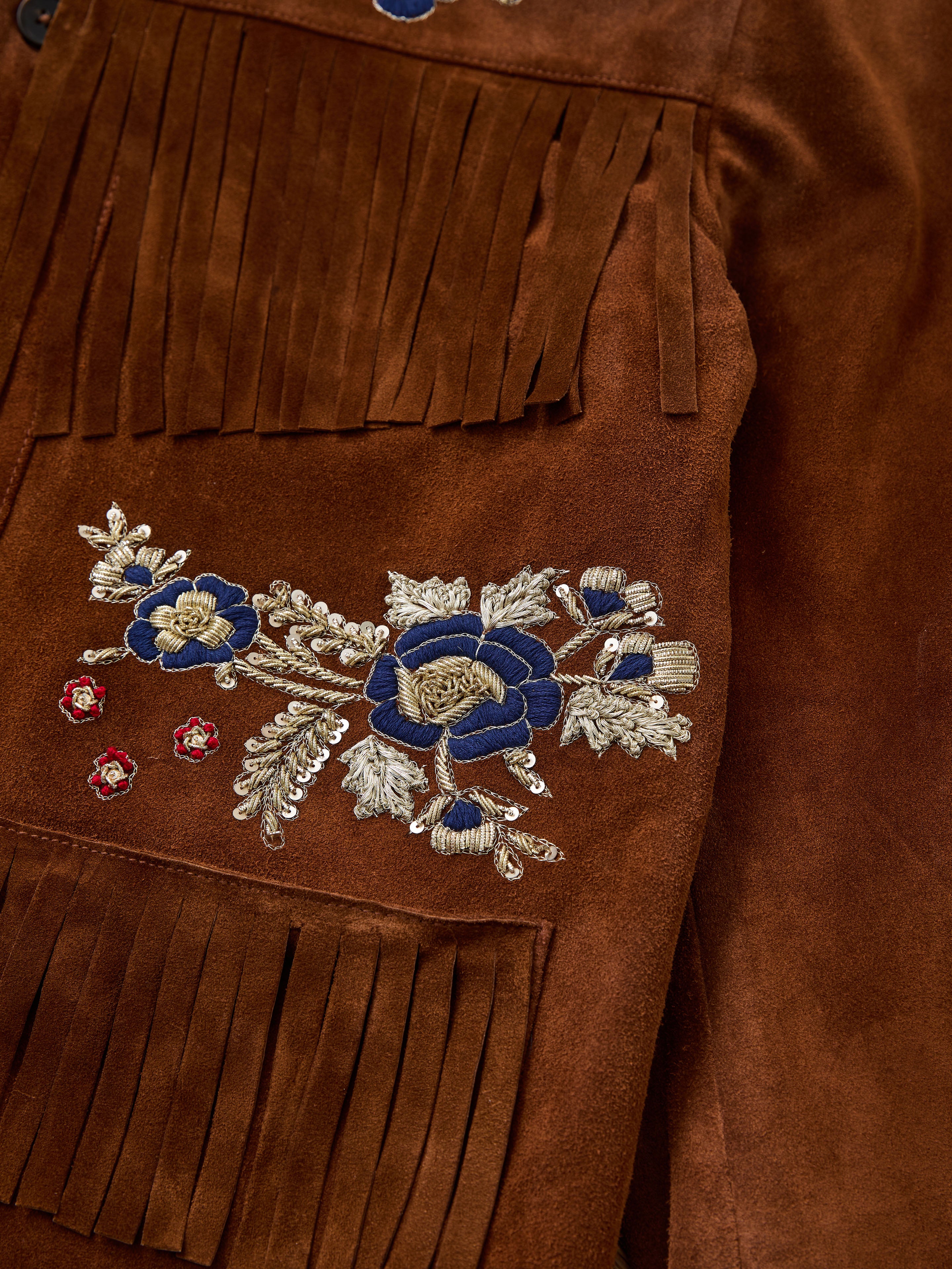 Hand Embroidered Suede Fringe Jacket - Image 23