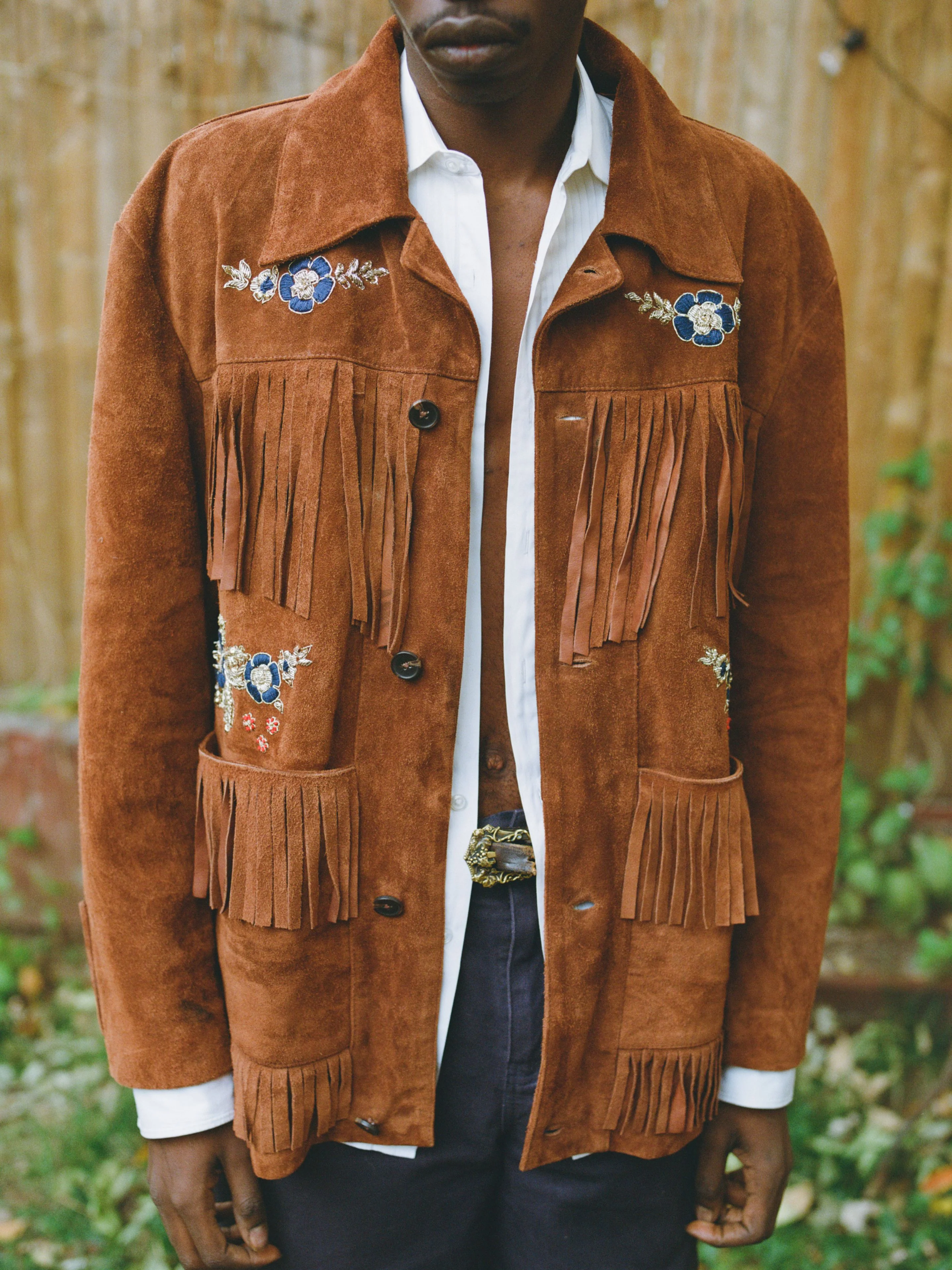 Hand Embroidered Suede Fringe Jacket - Image 9