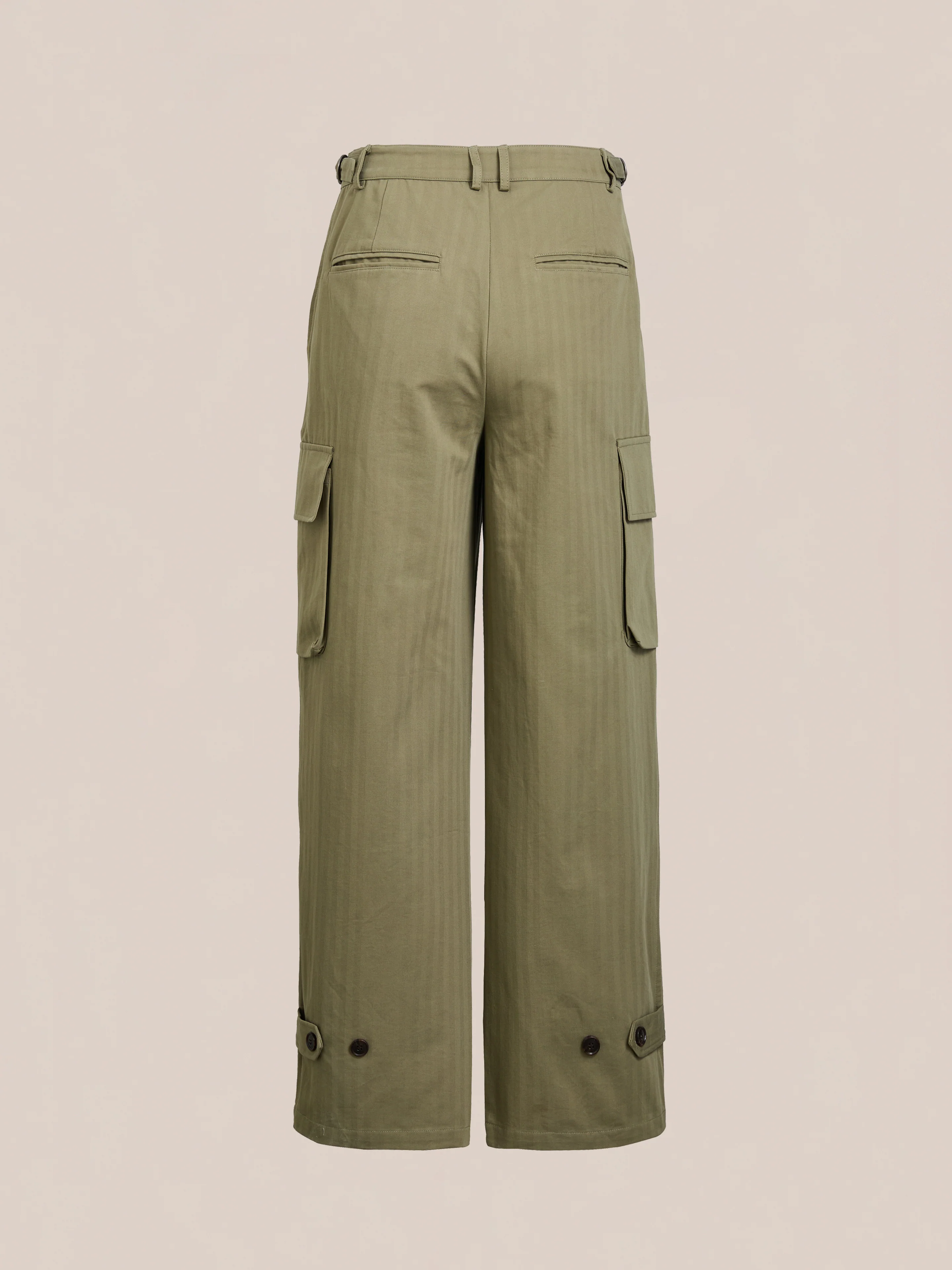 Hava Herringbone Pleated Cargo Trousers - Image 6