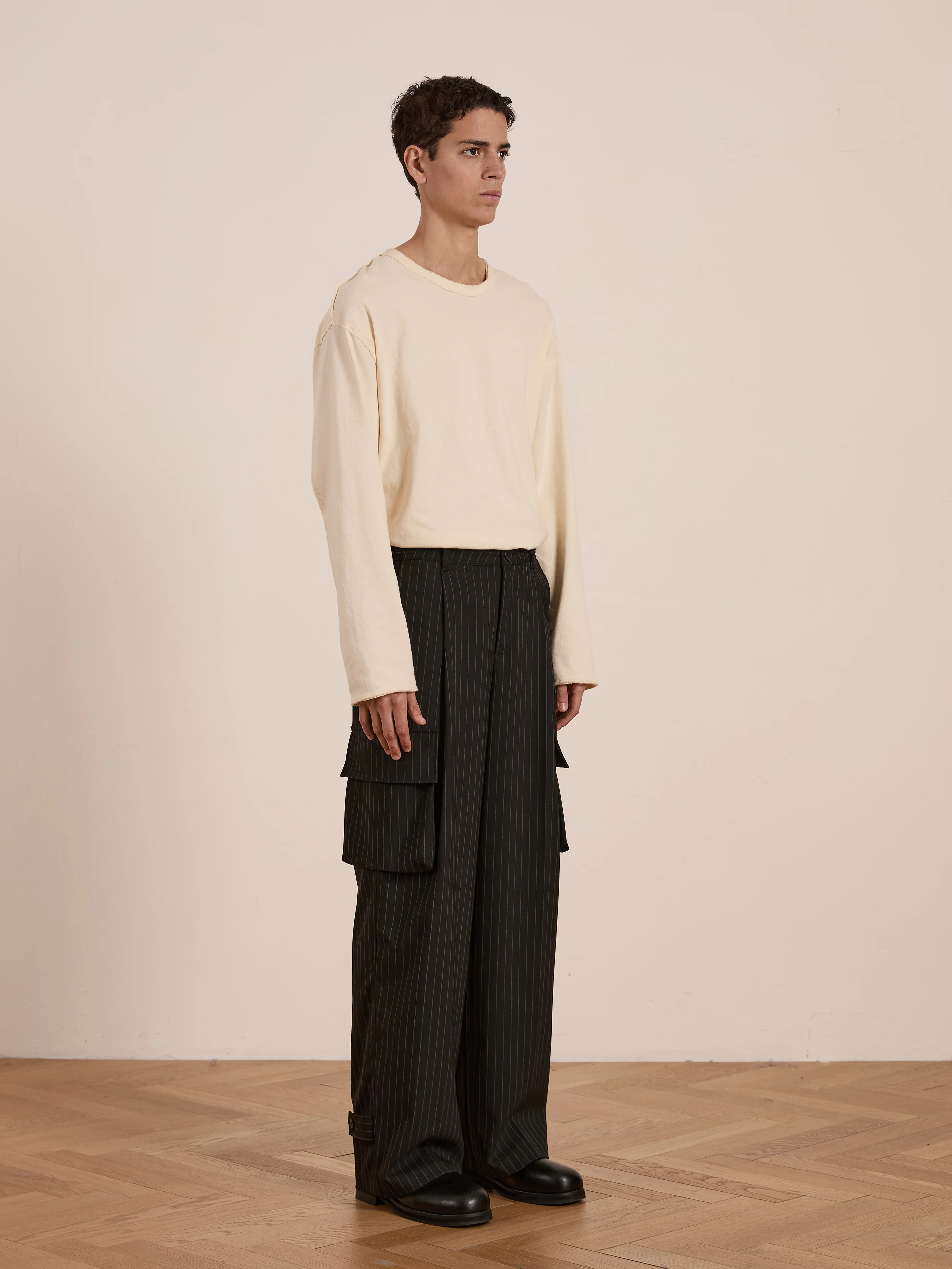 Hava Pinstripe Pleated Cargo Trousers - Image 10
