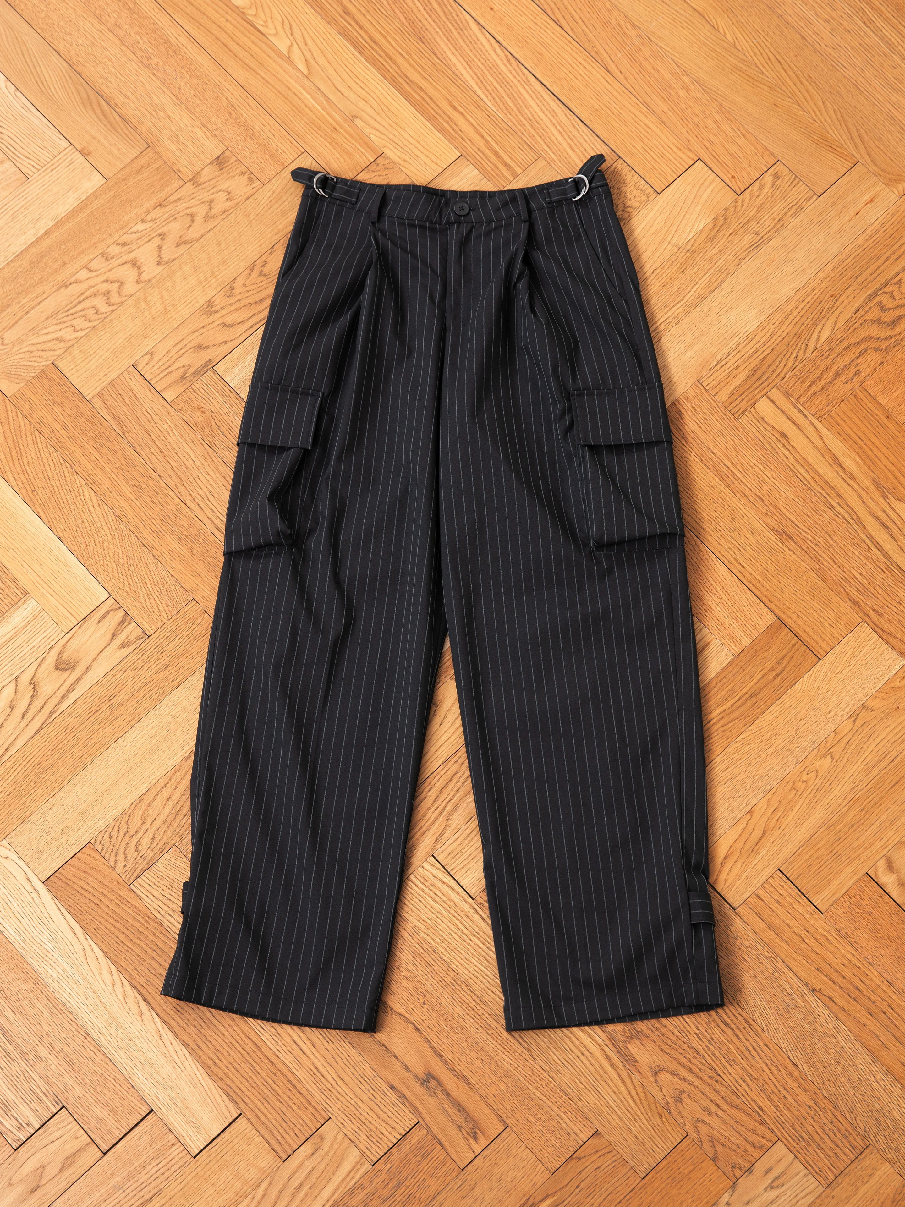 Hava Pinstripe Pleated Cargo Trousers - Image 11