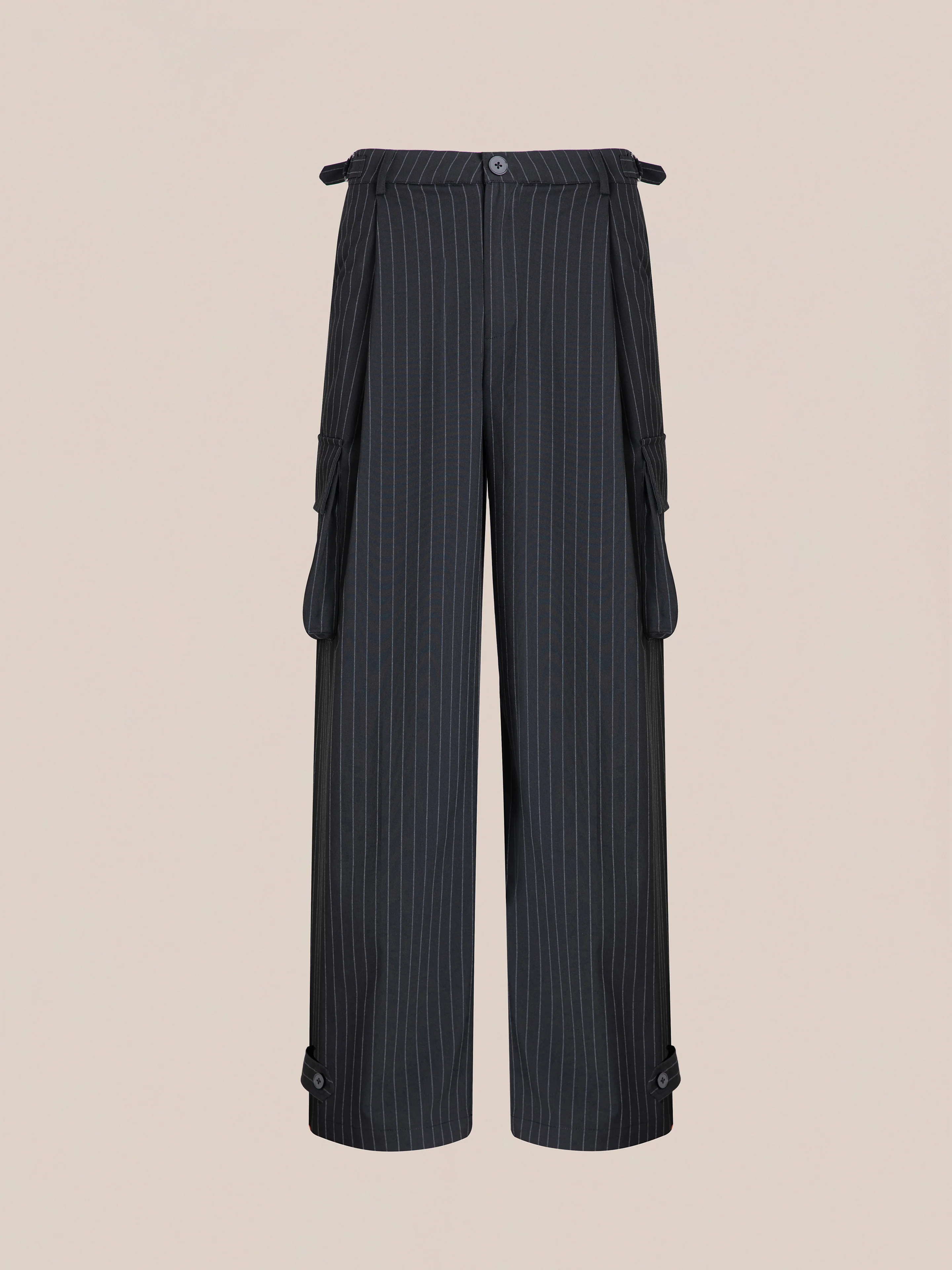 Hava Pinstripe Pleated Cargo Trousers - Image 5