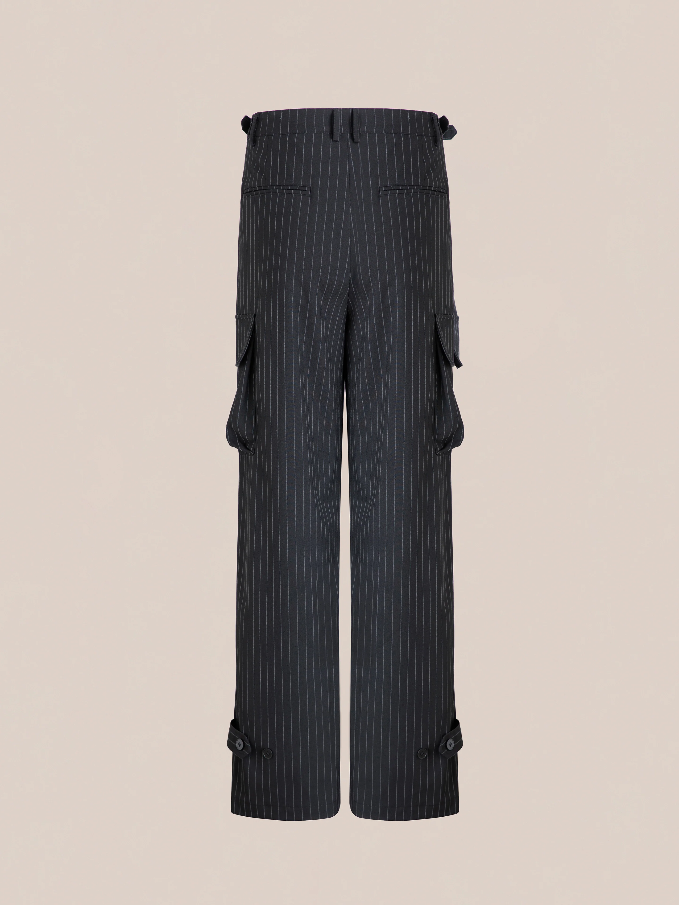 Hava Pinstripe Pleated Cargo Trousers - Image 6