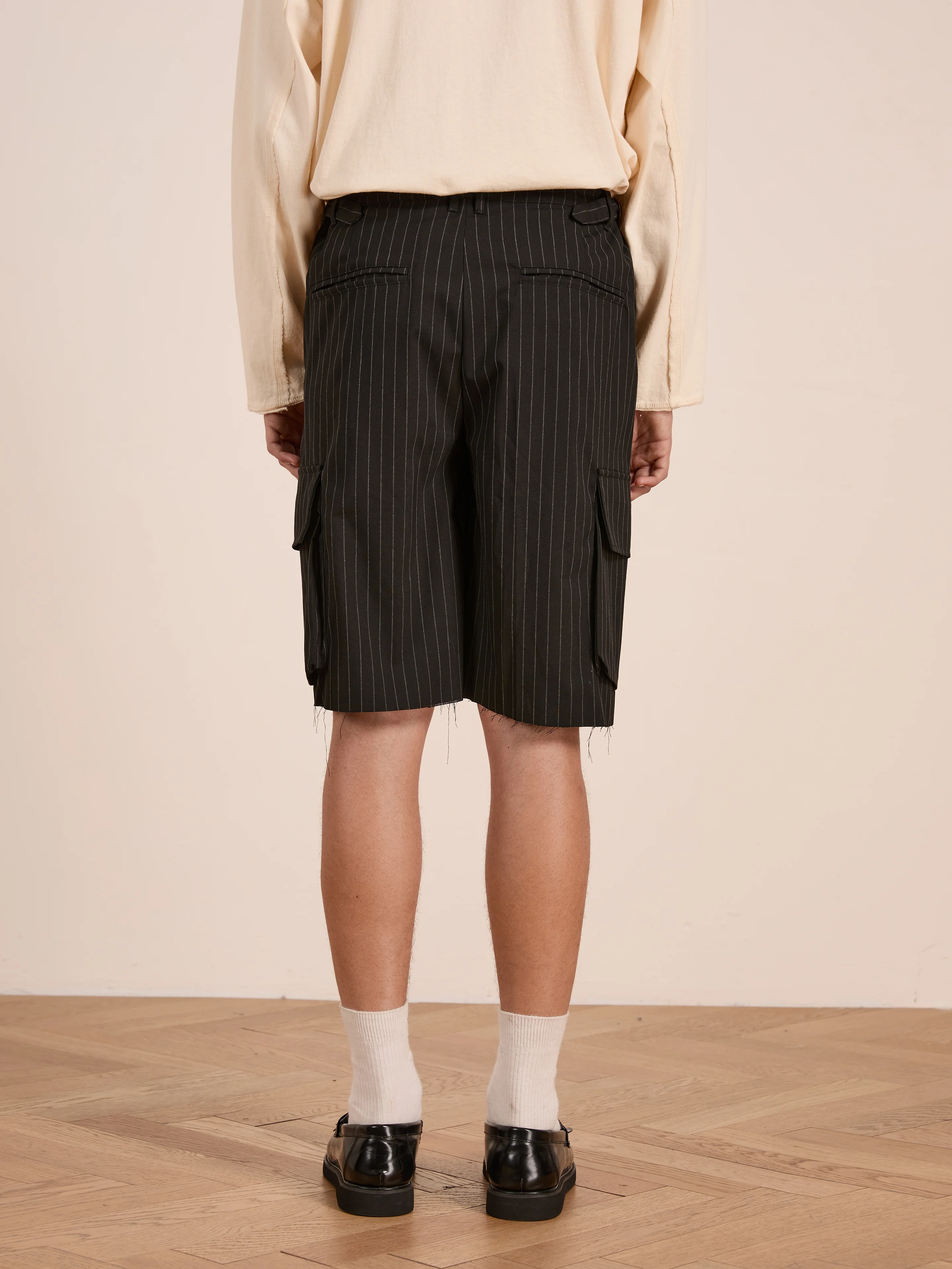 Hava Pinstripe Pleated Cargo Trouser Shorts - Image 12