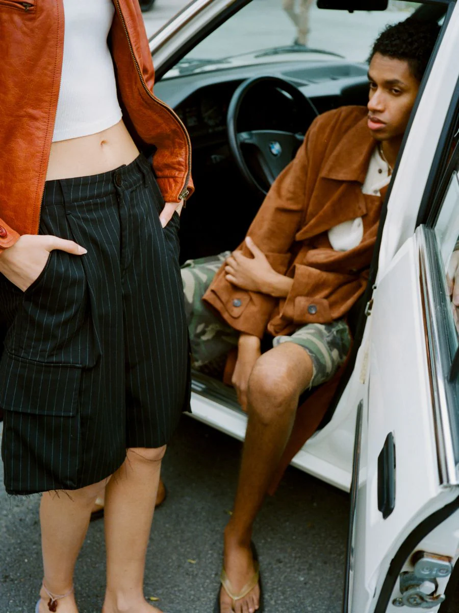 Hava Pinstripe Pleated Cargo Trouser Shorts - Image 3