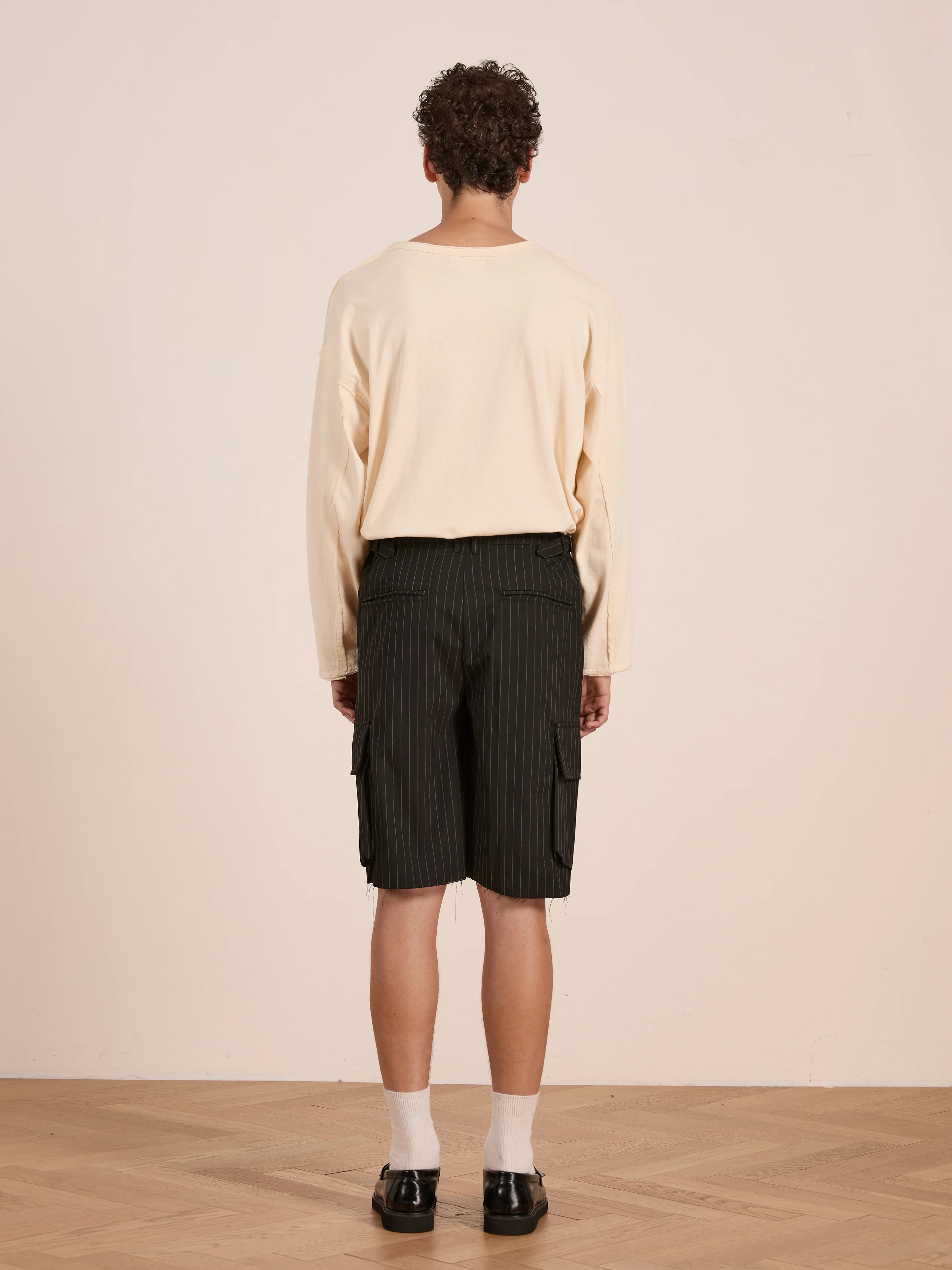 Hava Pinstripe Pleated Cargo Trouser Shorts - Image 8