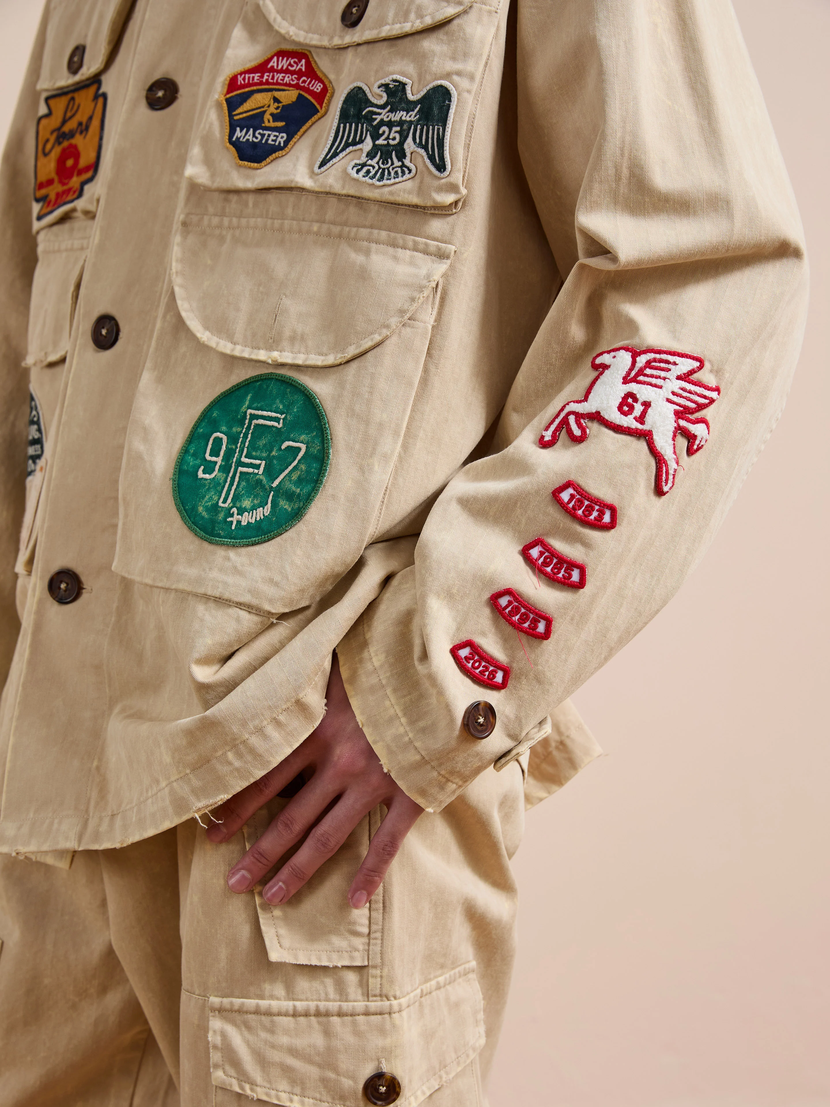 Herringbone Utility Patchwork Jacket - Image 2