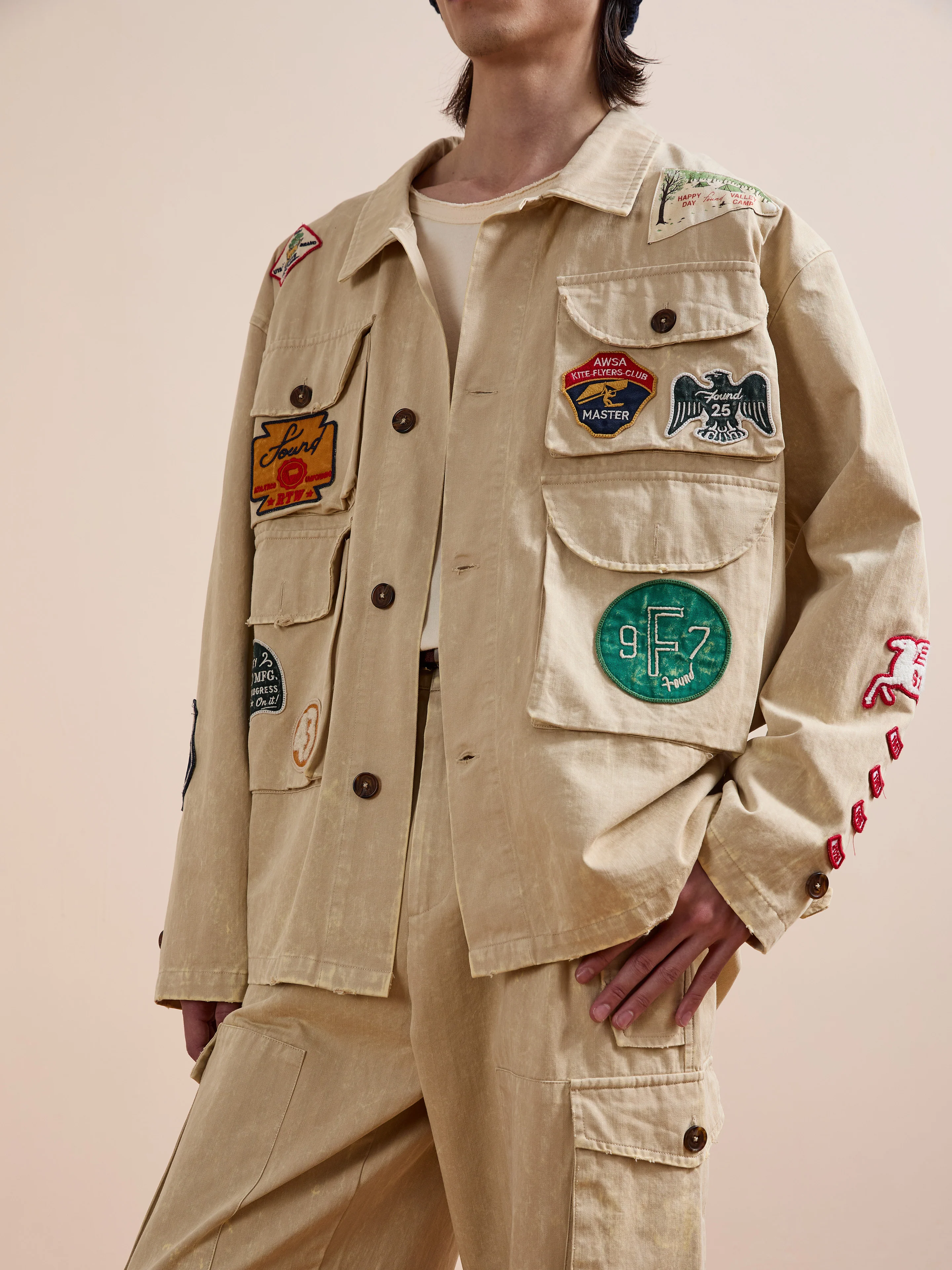 Herringbone Utility Patchwork Jacket - Image 3