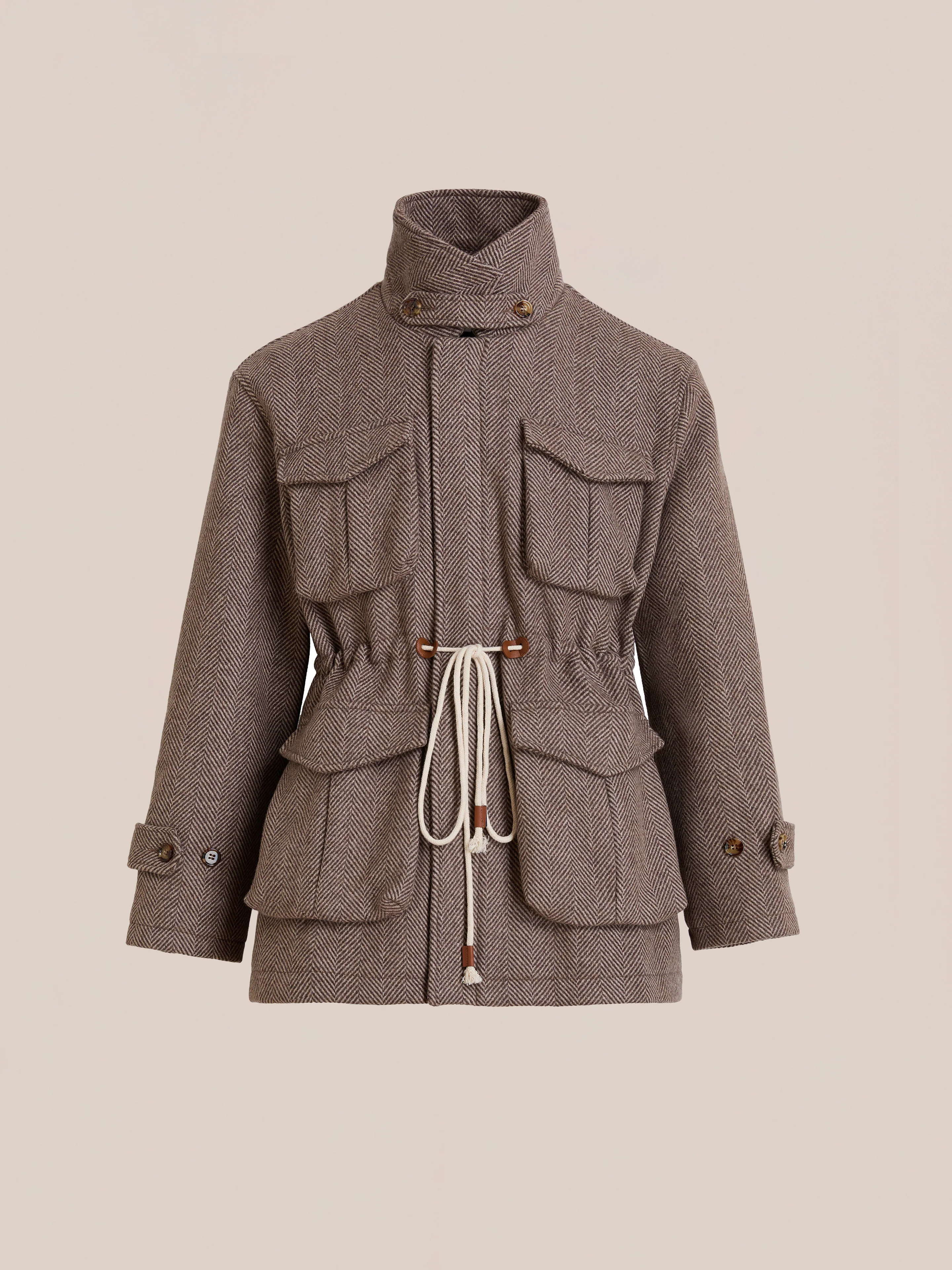 Herringbone Wool Barn Jacket - Image 3