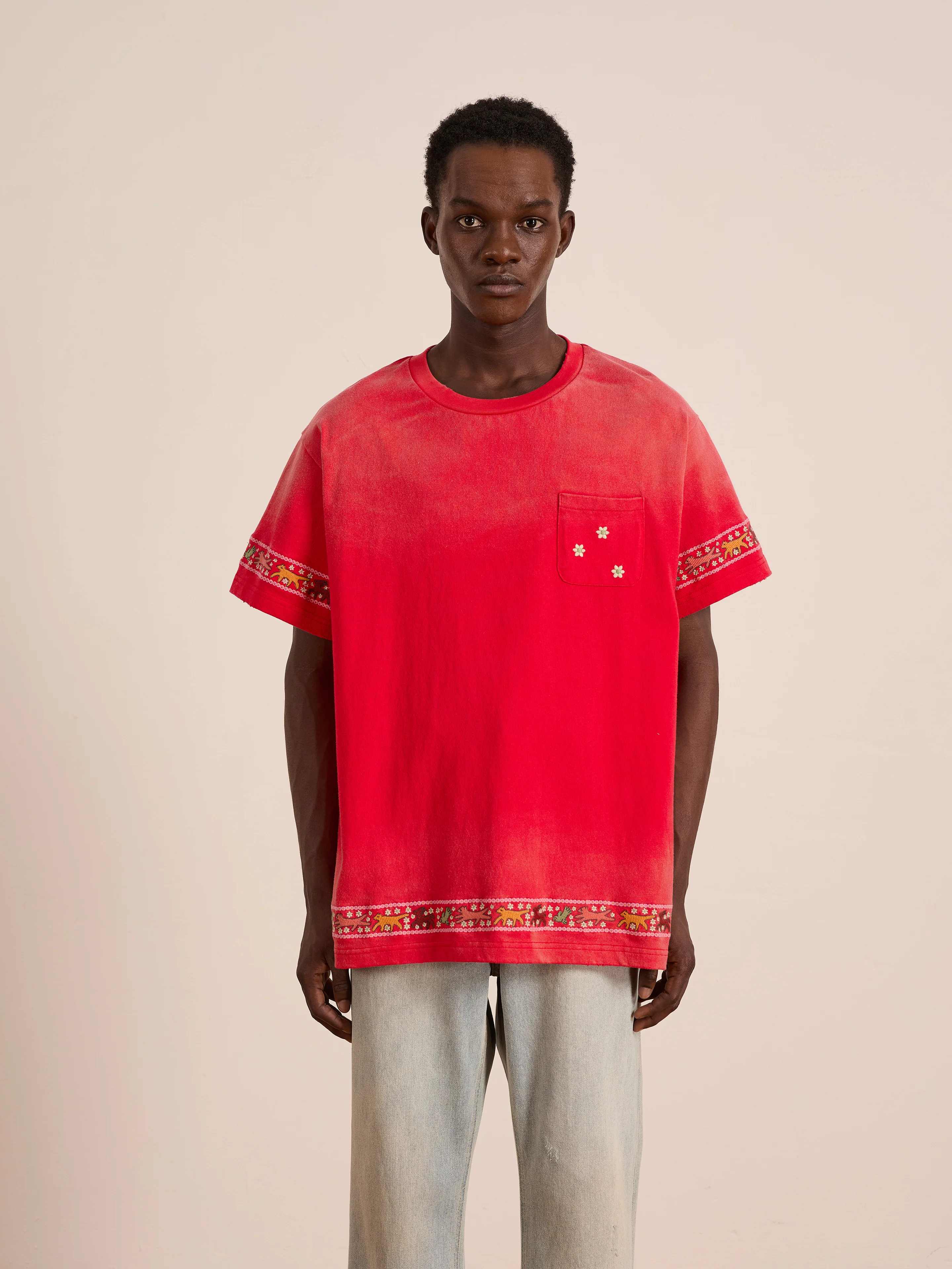 Horse Motif Embroidered Tee