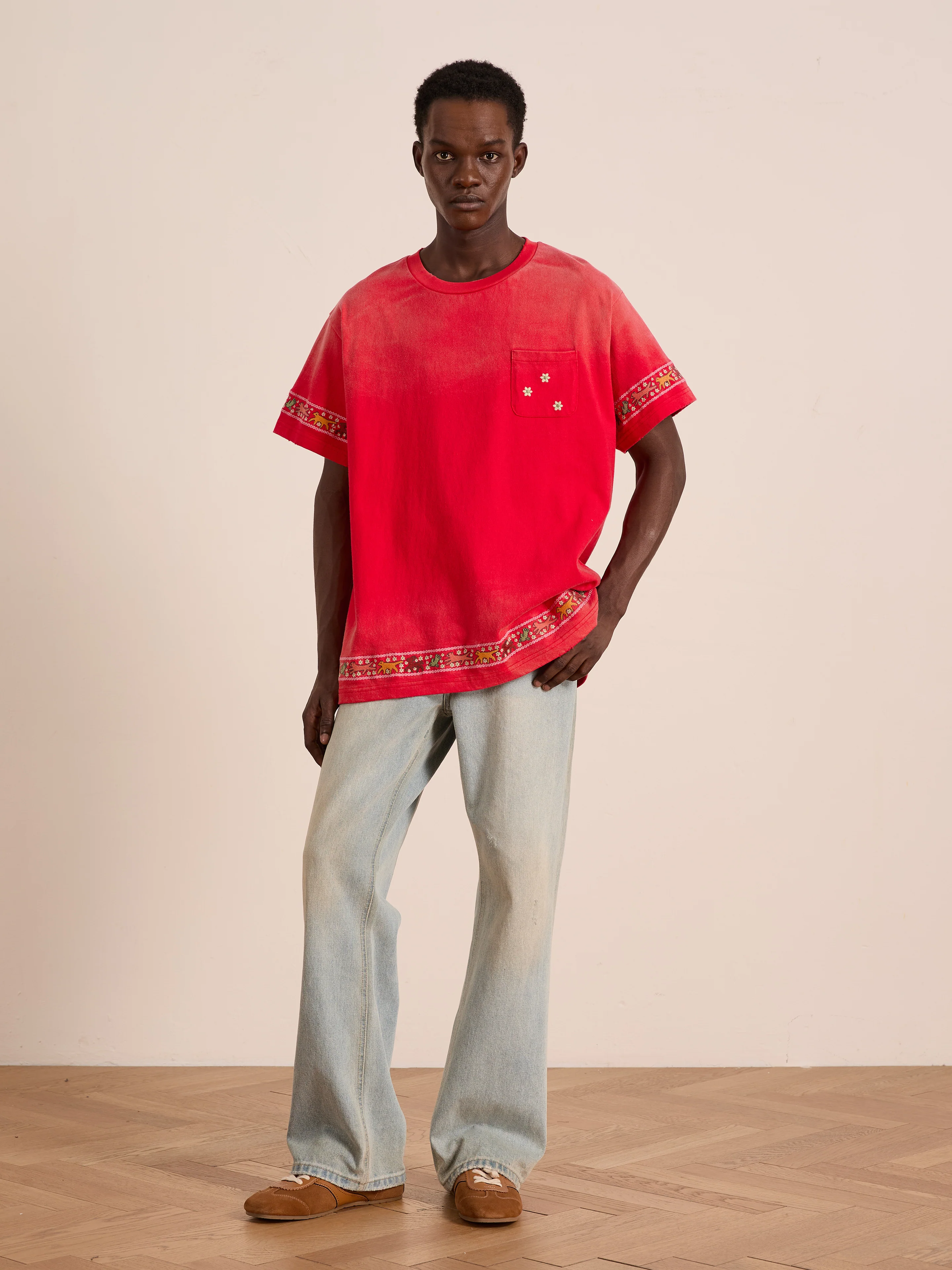 Horse Motif Embroidered Tee - Image 5